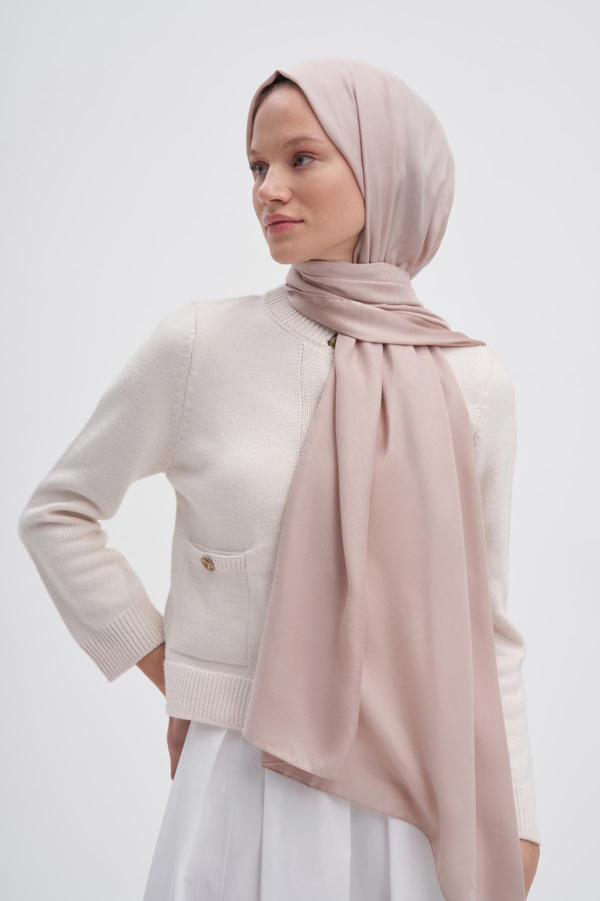 Chantouk Reversible Silk Scarf Cream