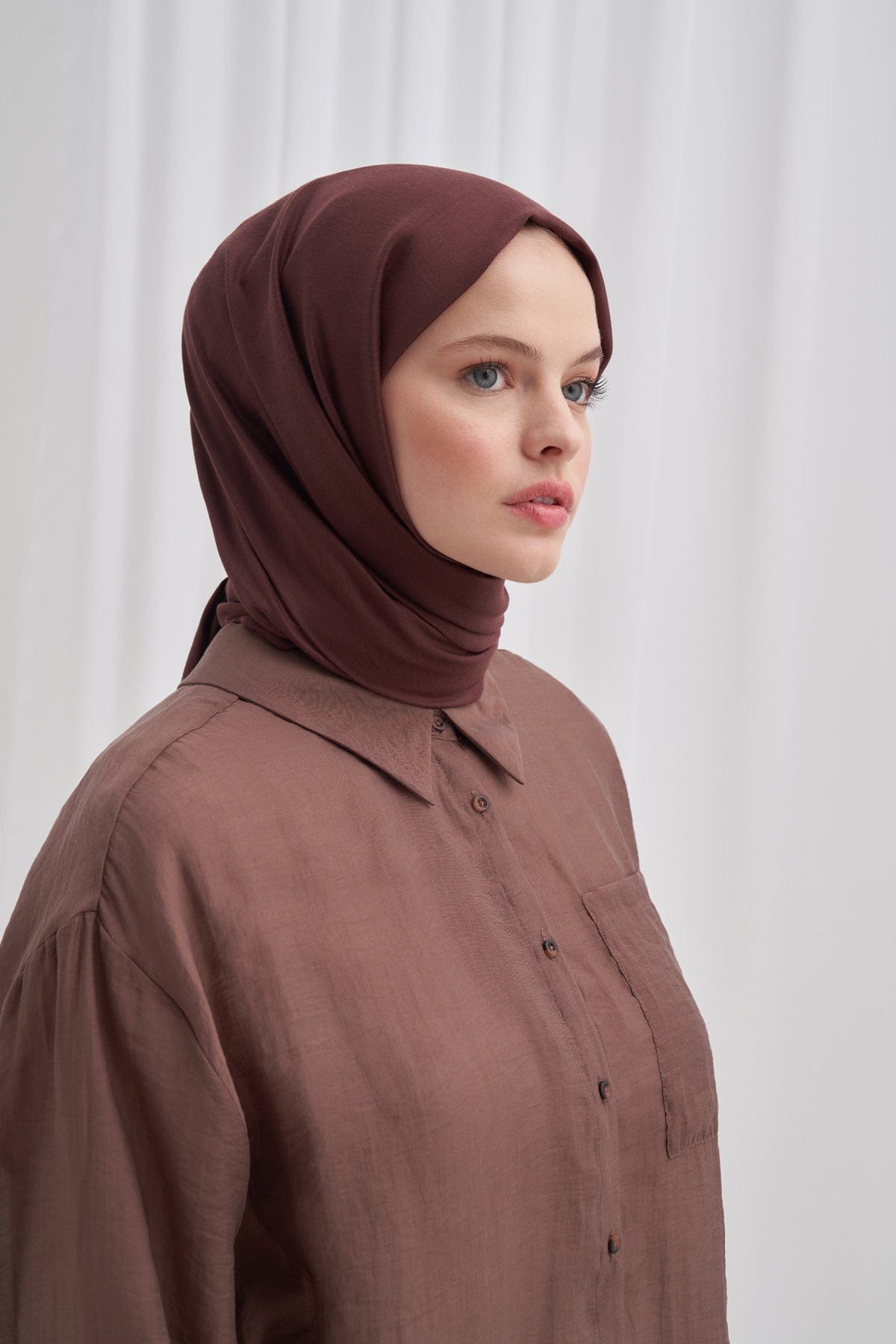 Chantouk Reversible Silk Scarf Dark Brown