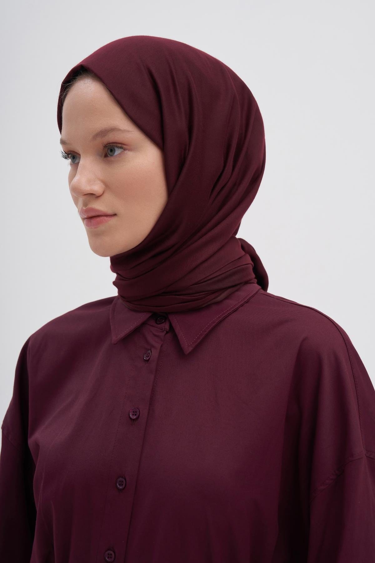 Chantouk Reversible Silk Scarf Dark Burgundy