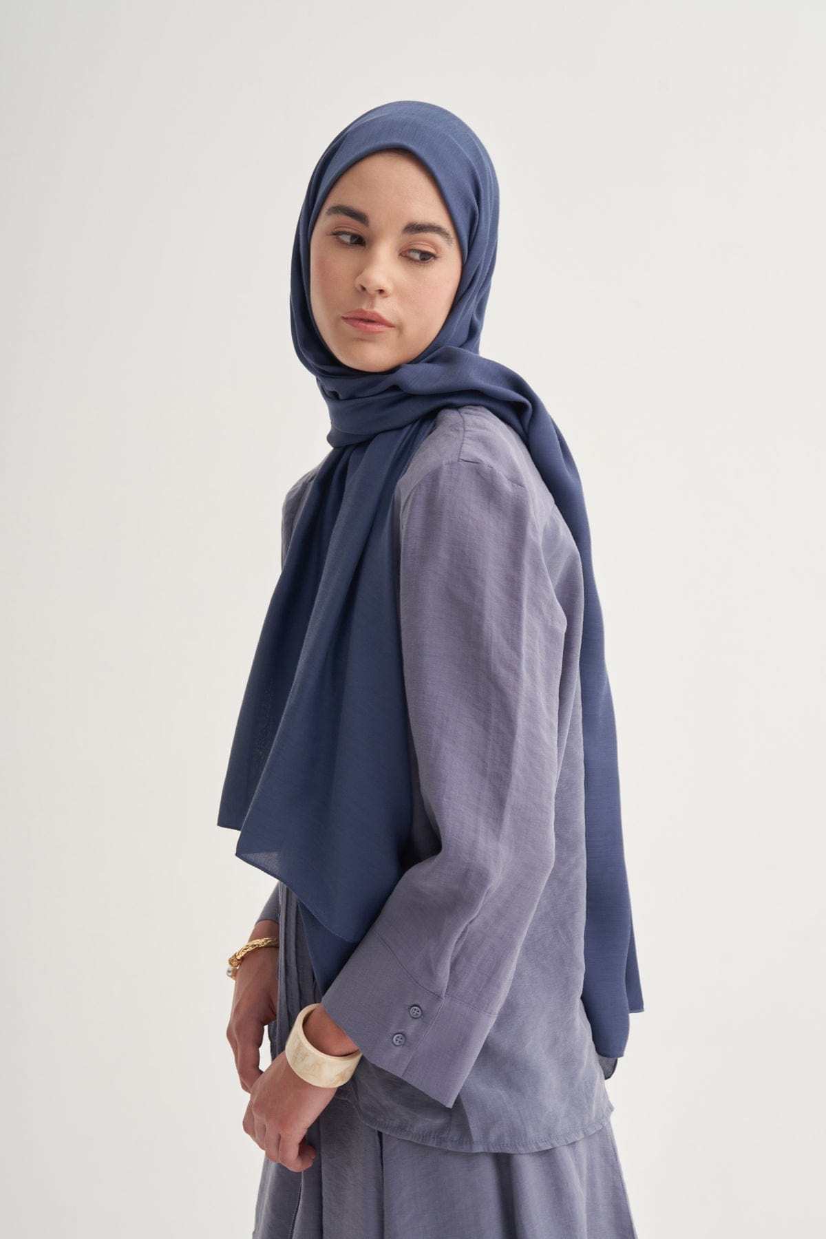 Chantouk Reversible Silk Scarf Deep Blue