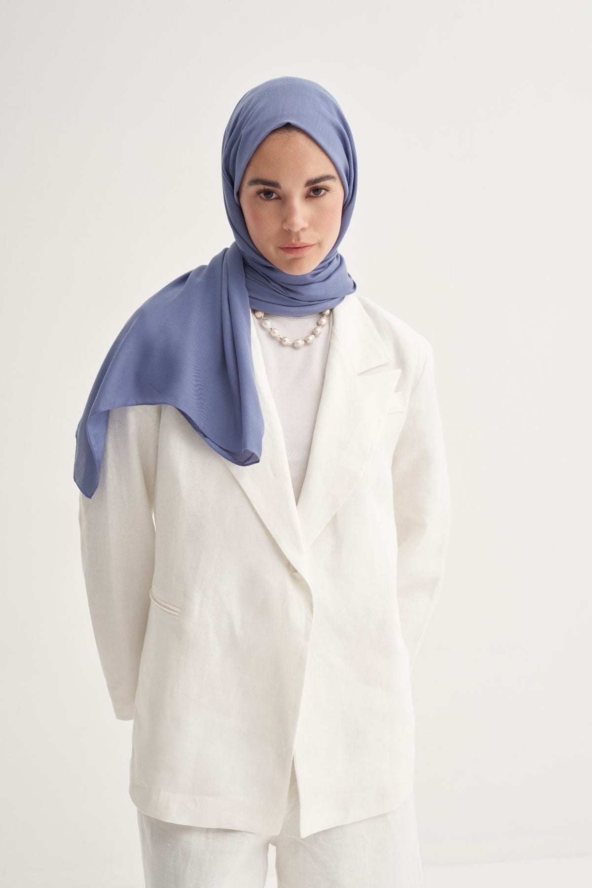Chantouk Reversible Silk Scarf Denim Blue