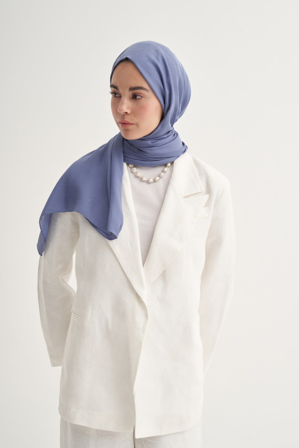 Chantouk Reversible Silk Scarf Denim Blue