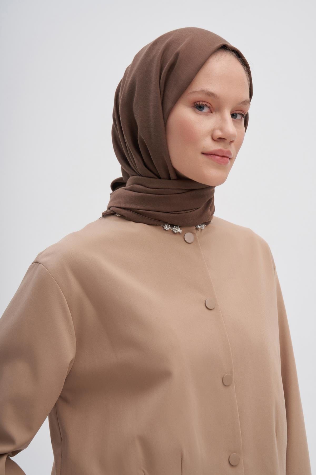 Chantouk Reversible Silk Scarf Dusty Brown
