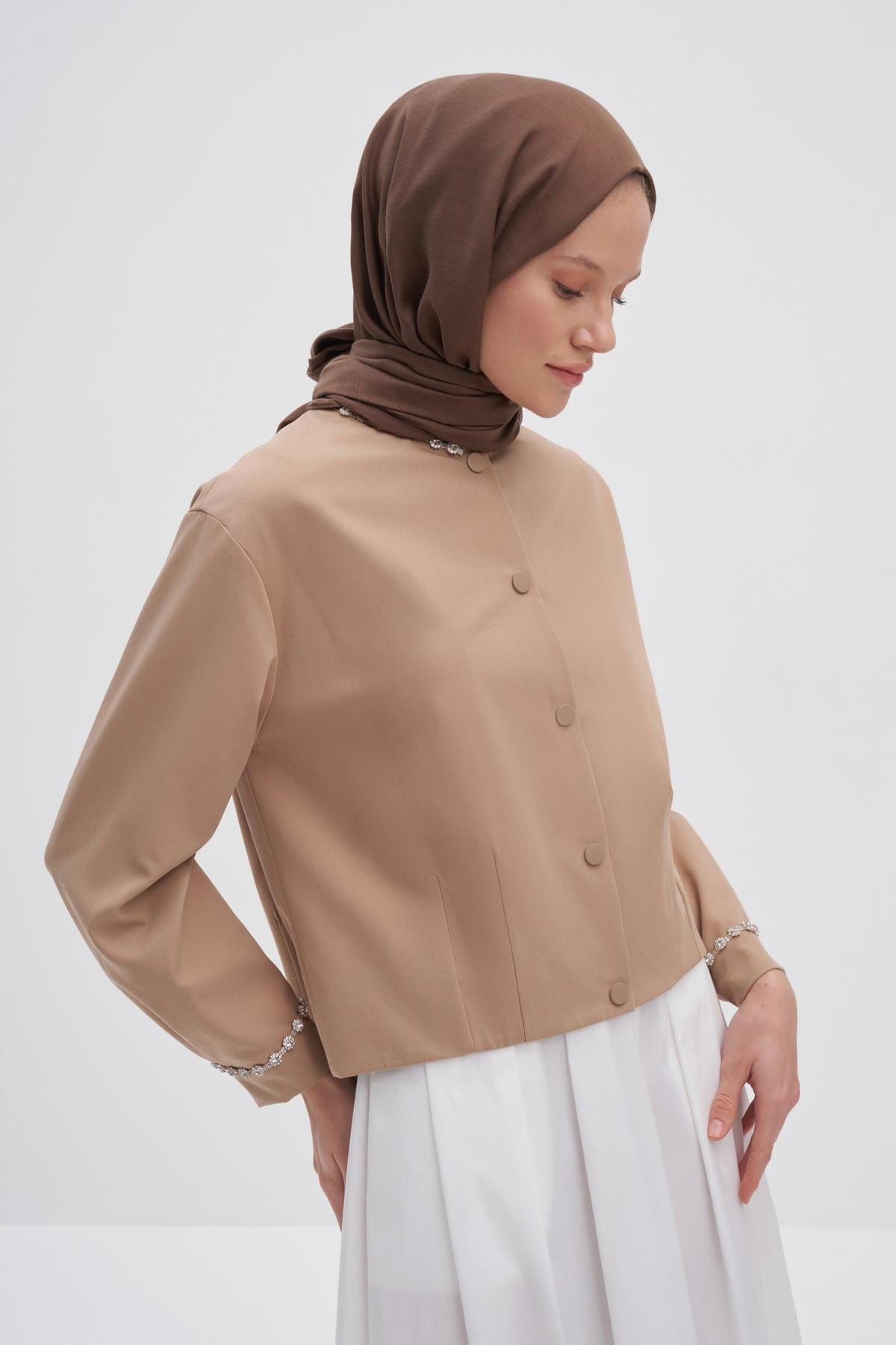 Chantouk Reversible Silk Scarf Dusty Brown