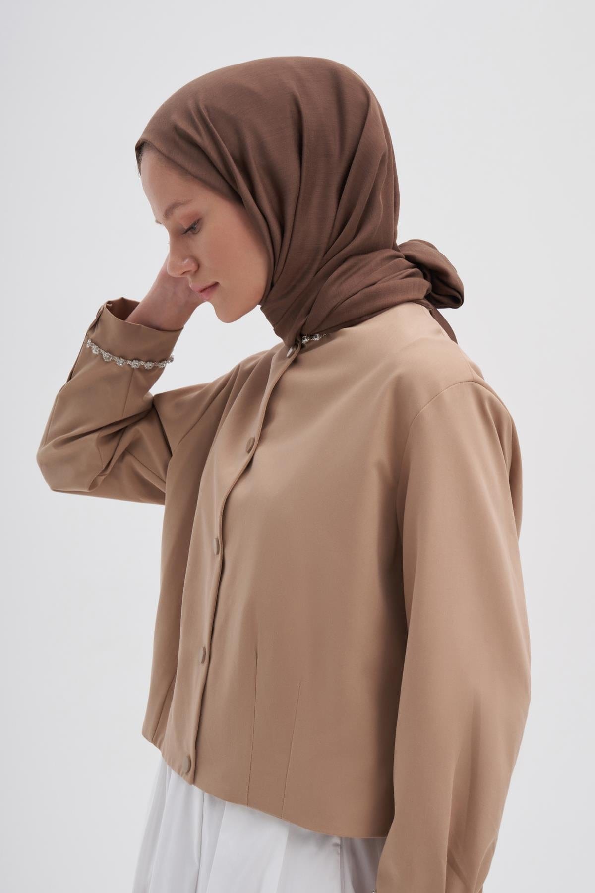 Chantouk Reversible Silk Scarf Dusty Brown