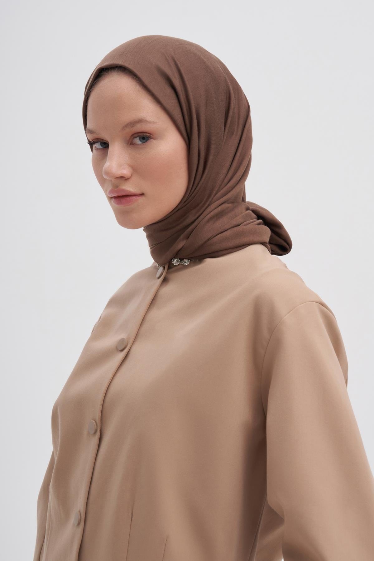 Chantouk Reversible Silk Scarf Dusty Brown
