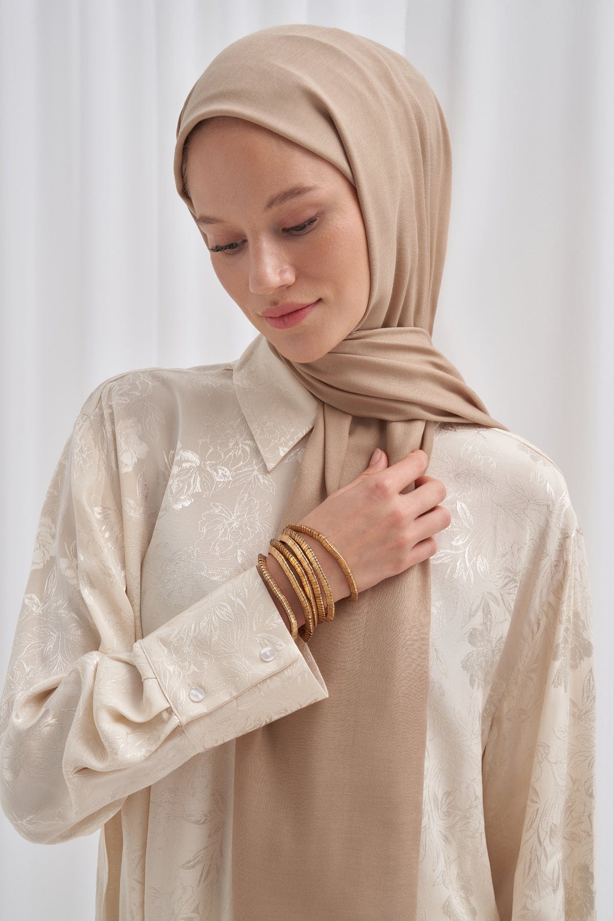 Chantouk Reversible Silk Scarf Gold