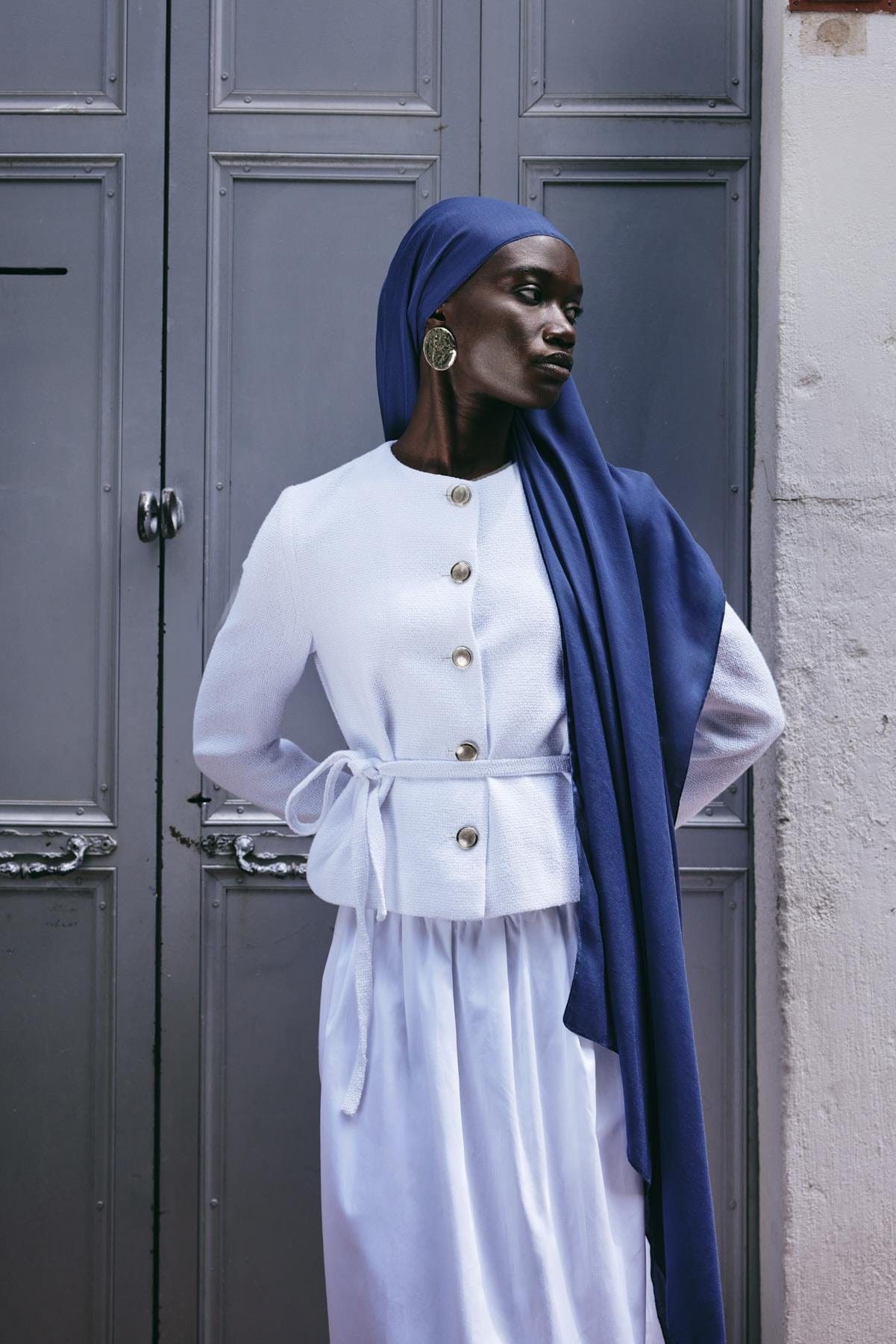 Chantouk Reversible Silk Scarf Indigo
