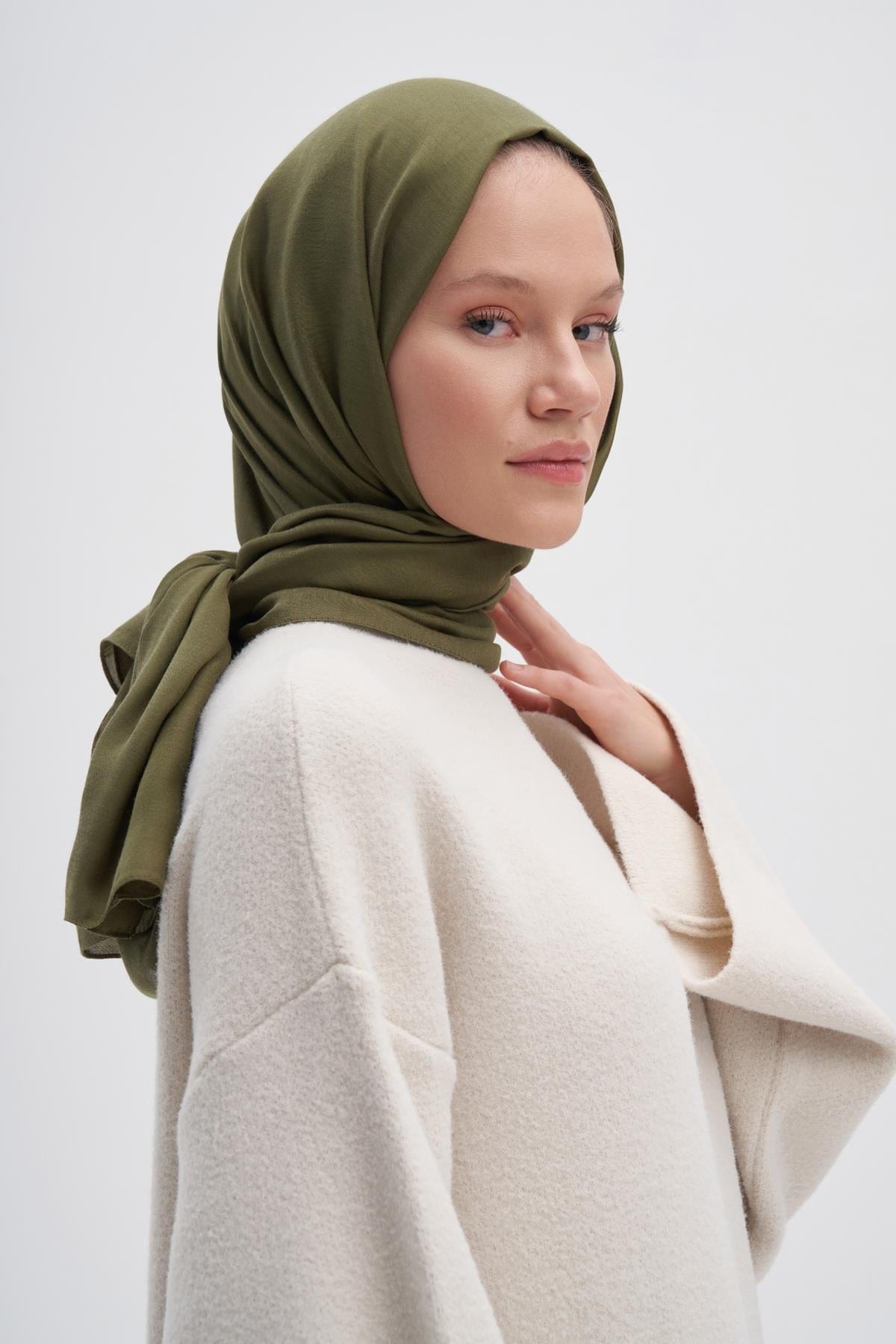 Chantouk Reversible Silk Scarf Olive Green