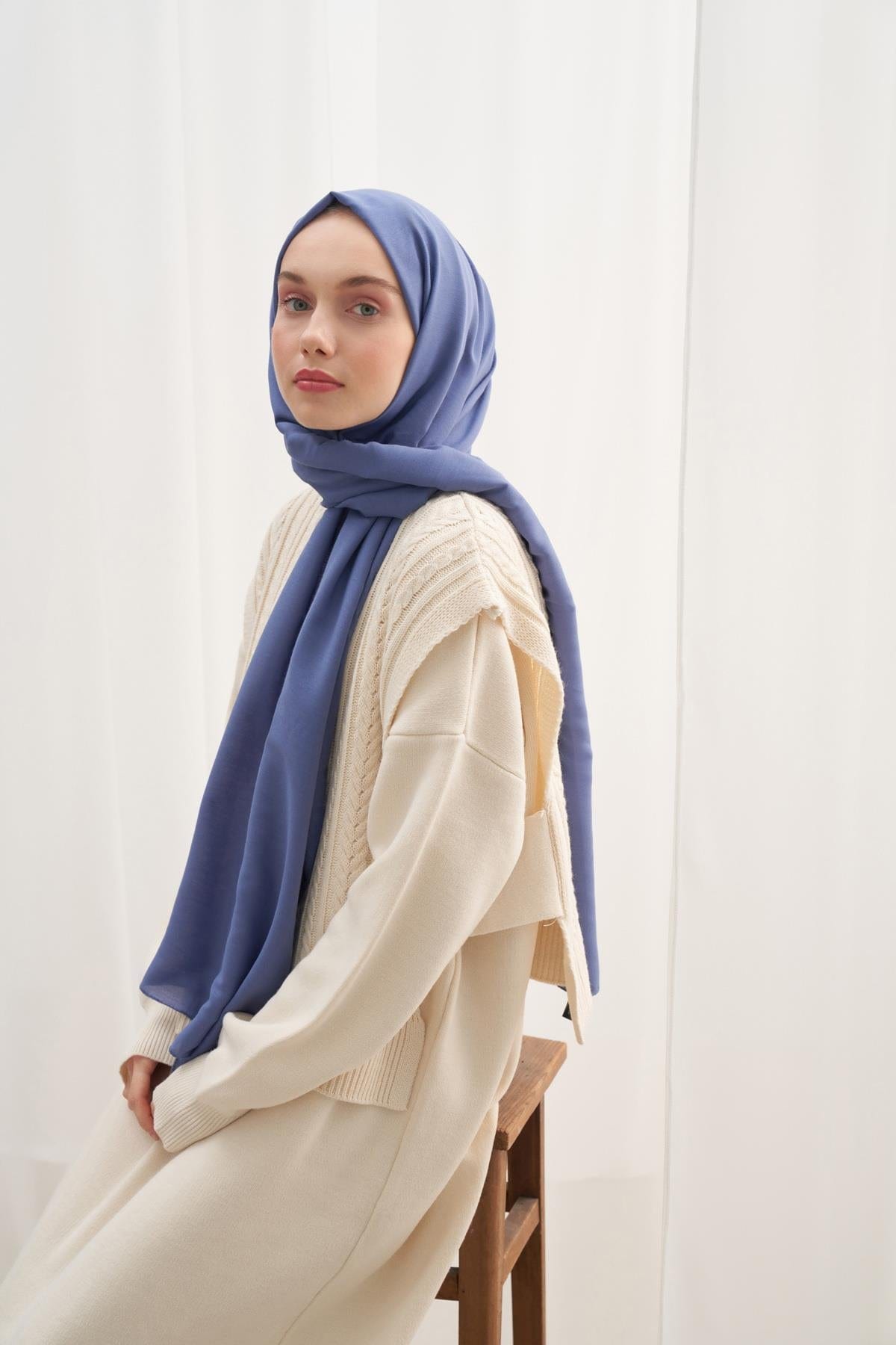 Compact Soft Scarf Denim Blue