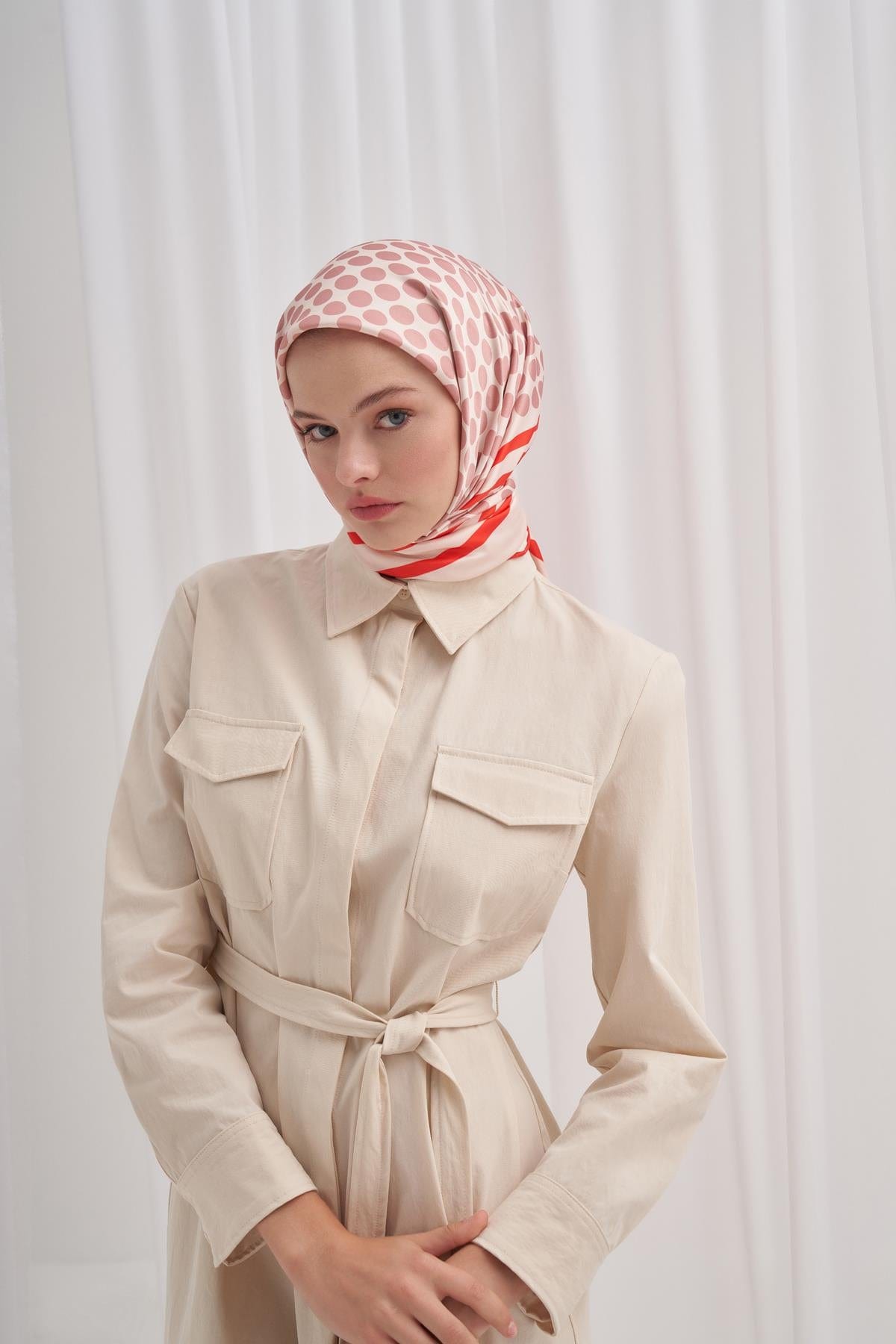 Dalee Pattern Twill Square Scarf Orange