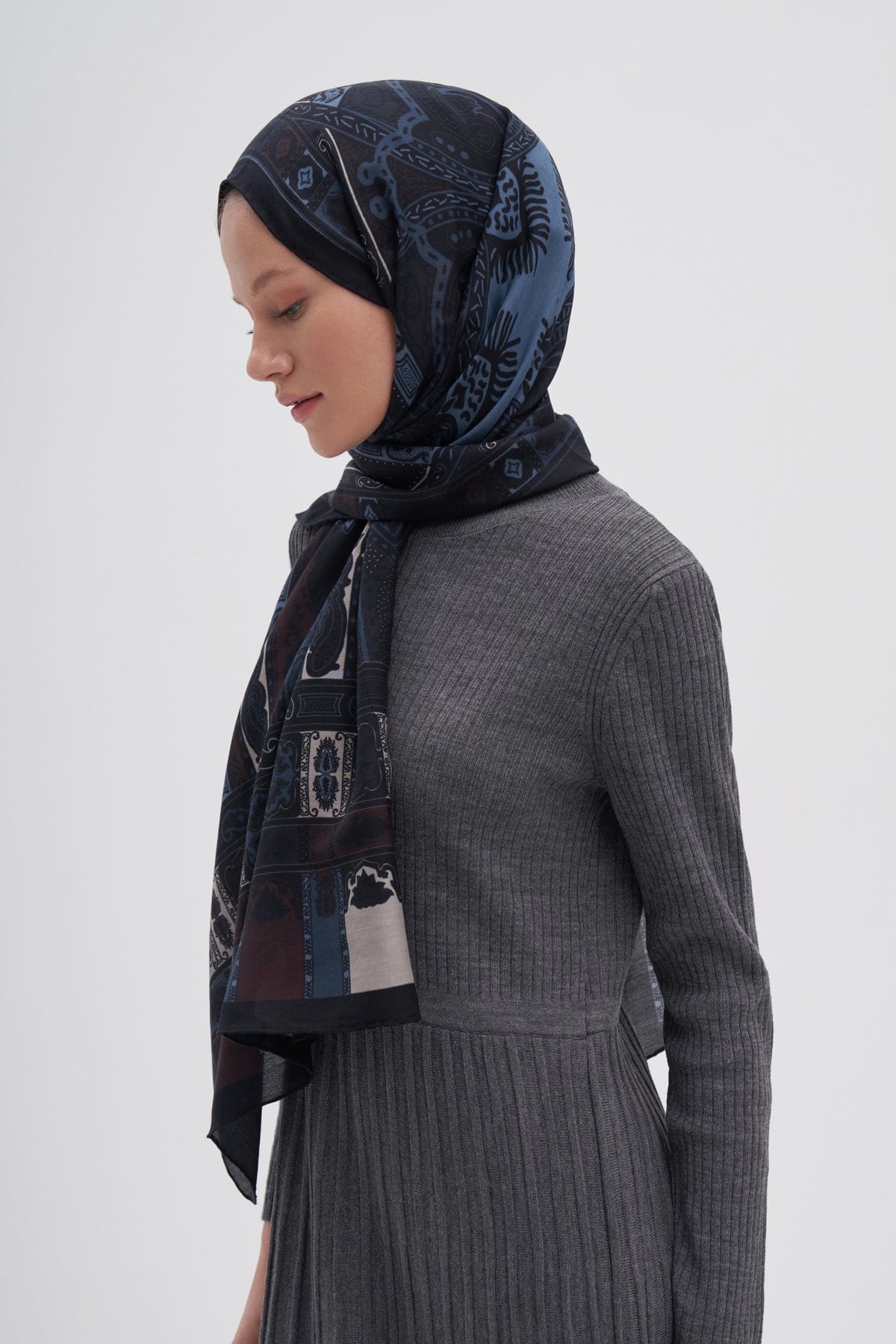 Deep Early Silk Scarf Blue