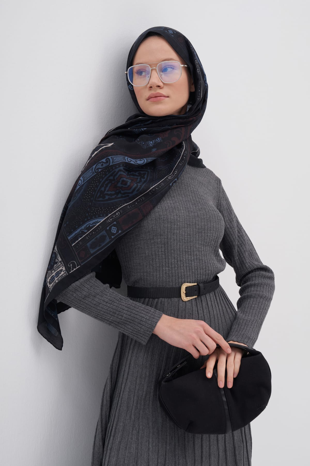 Deep Early Silk Scarf Blue
