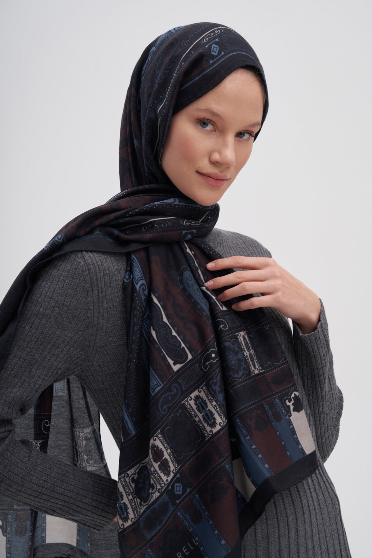 Deep Early Silk Scarf Blue