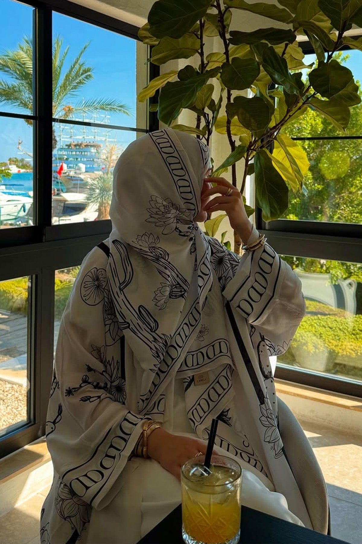 Desert C Monogram Viscose Scarf Ecru