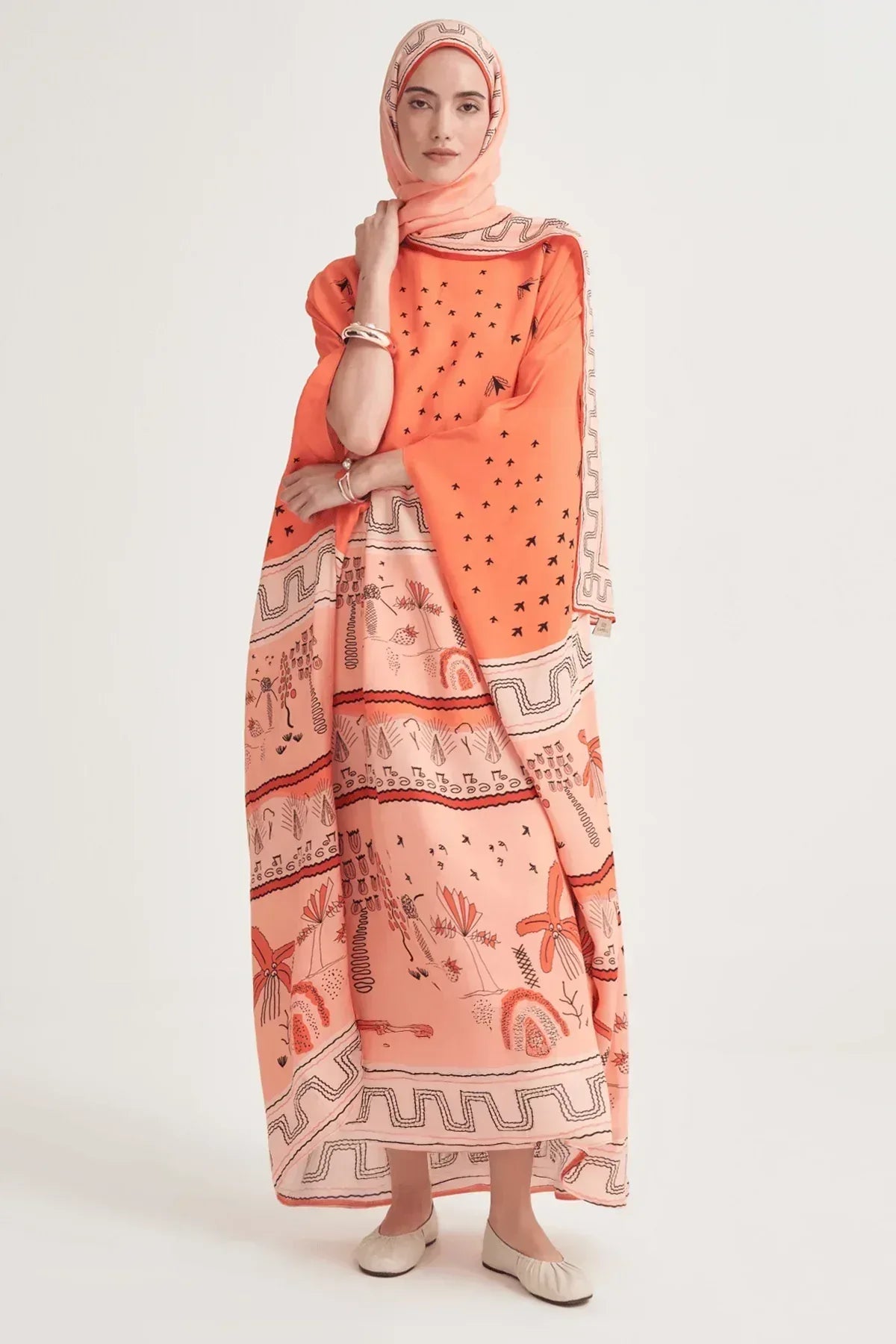 dora-premium-viscose-kaftan-coral-4453 - Carell Hijab