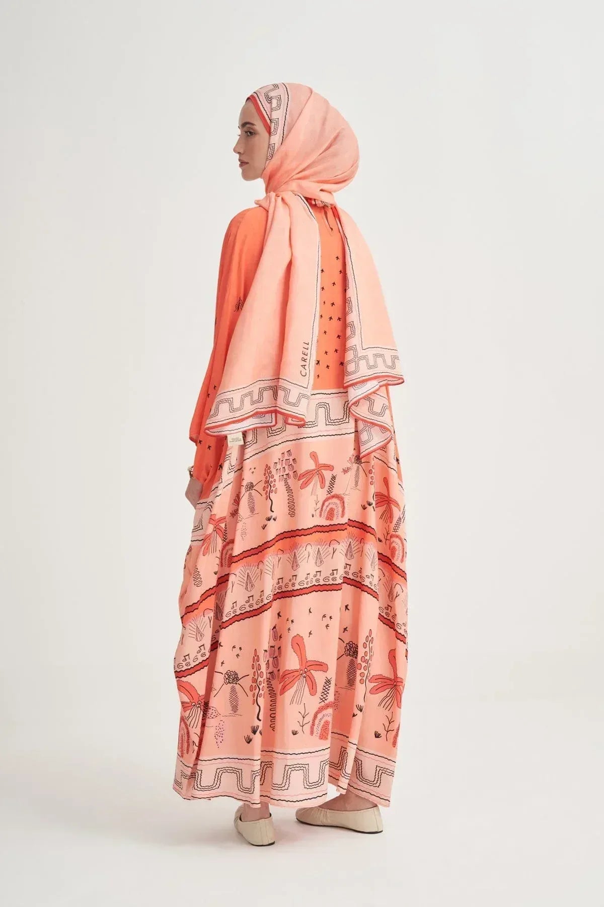 dora-premium-viscose-kaftan-coral-4454 - Carell Hijab