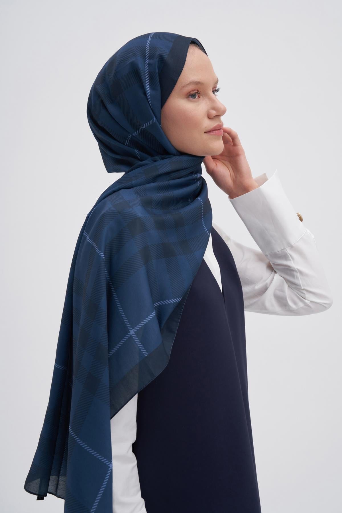 Echo Cuadros Cotton Scarf Blue