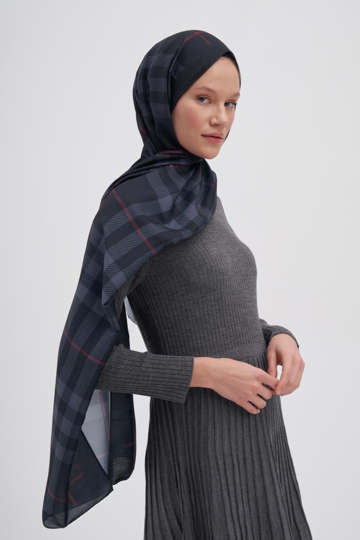 Echo Cuadros Cotton Scarf Siyah