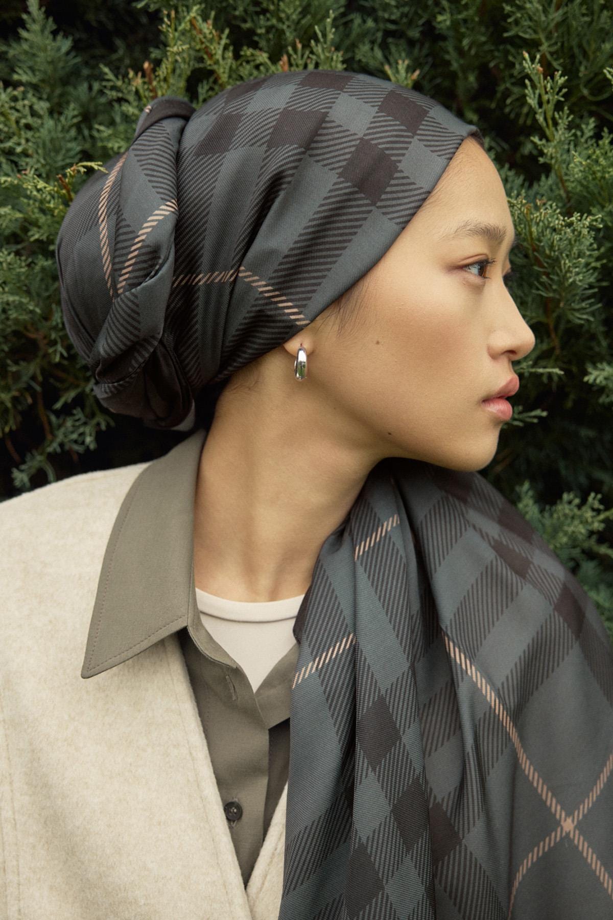 Echo Cuadros Cotton Scarf Soft Green