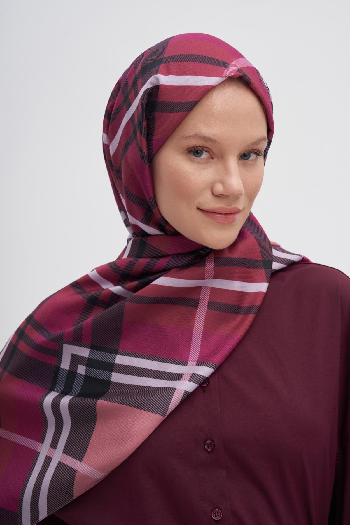 Echo Rustic Cotton Scarf Light Damson