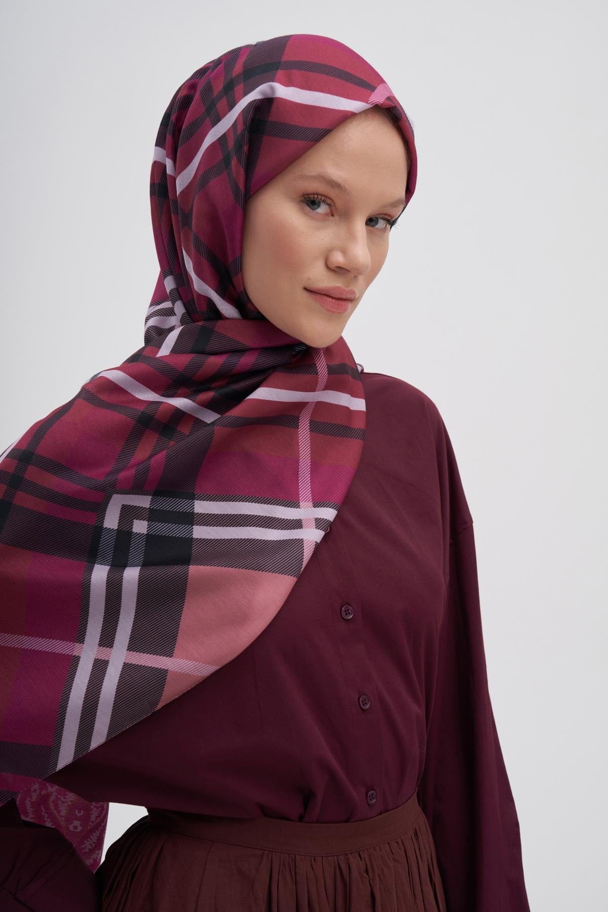 Echo Rustic Cotton Scarf Light Damson