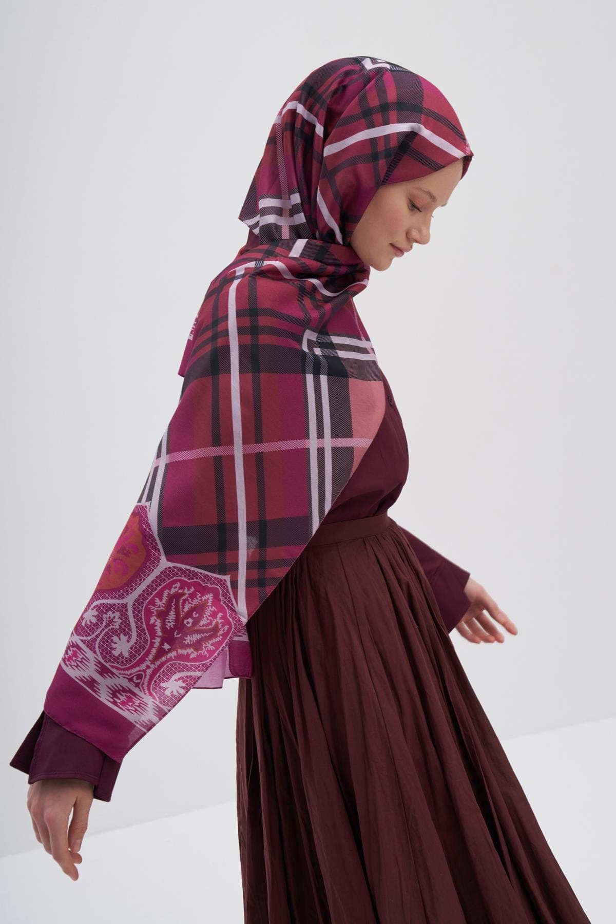 Echo Rustic Cotton Scarf Light Damson