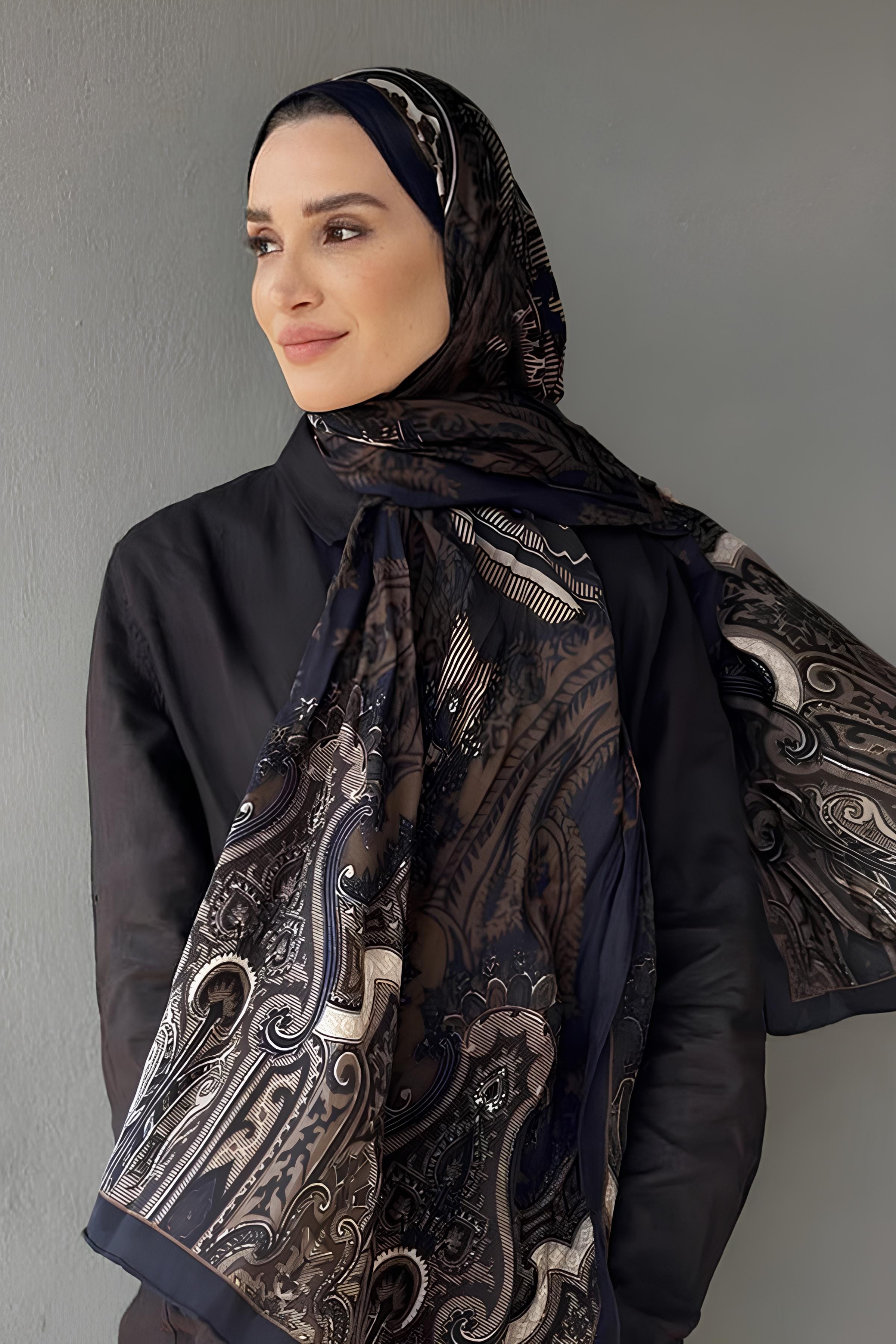 Ela Gültekin's Choice Harmony Early Silk Scarf Mink