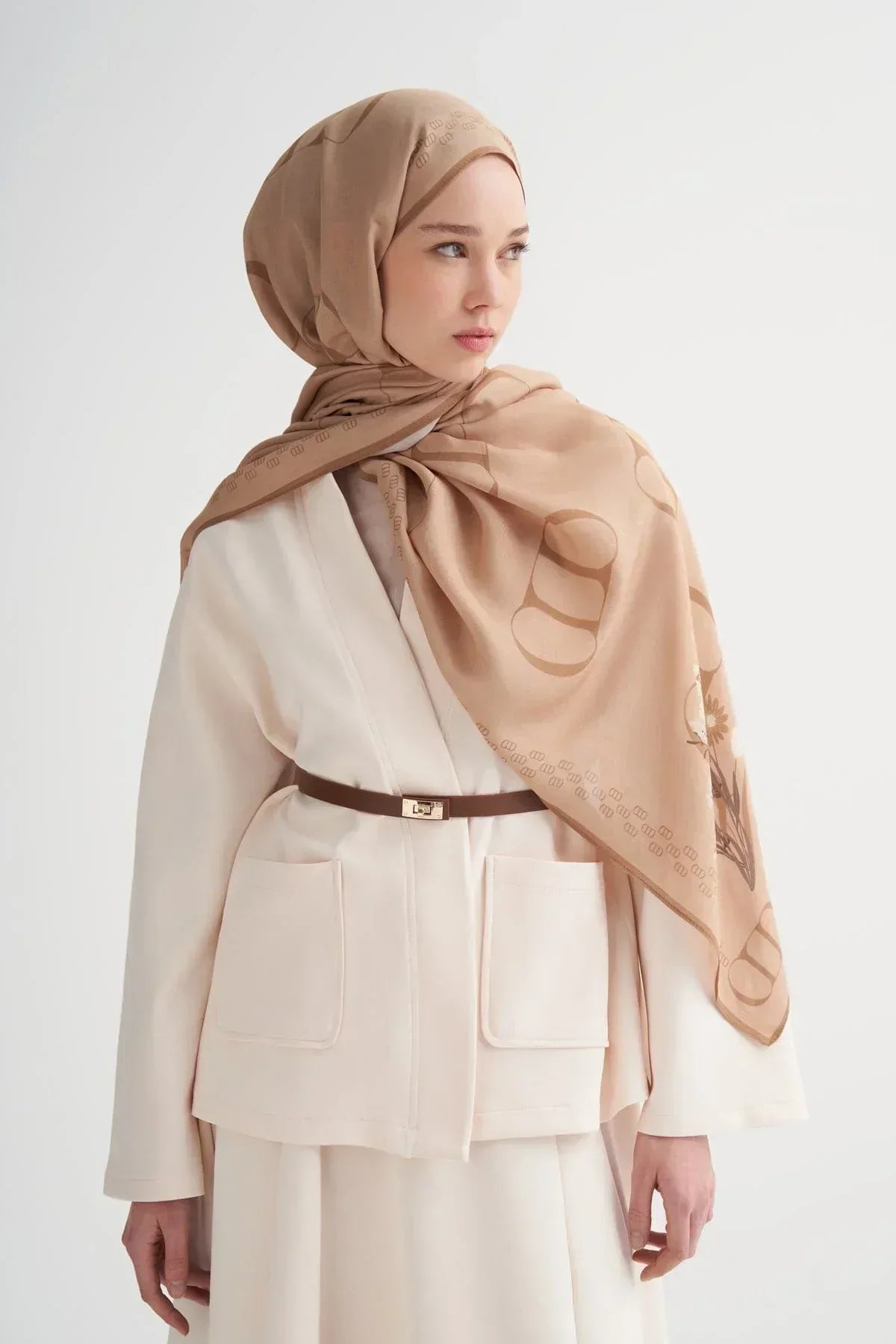 elegance-monogram-viscose-scarf-camel-5371 - Carell Hijab