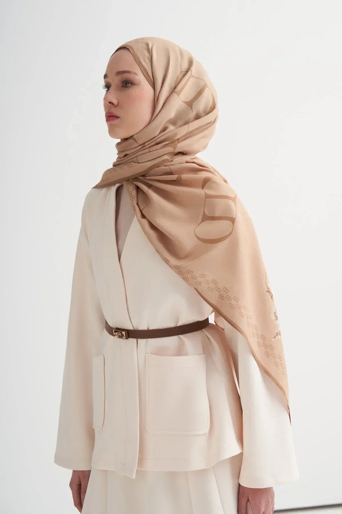 elegance-monogram-viscose-scarf-camel-5373 - Carell Hijab