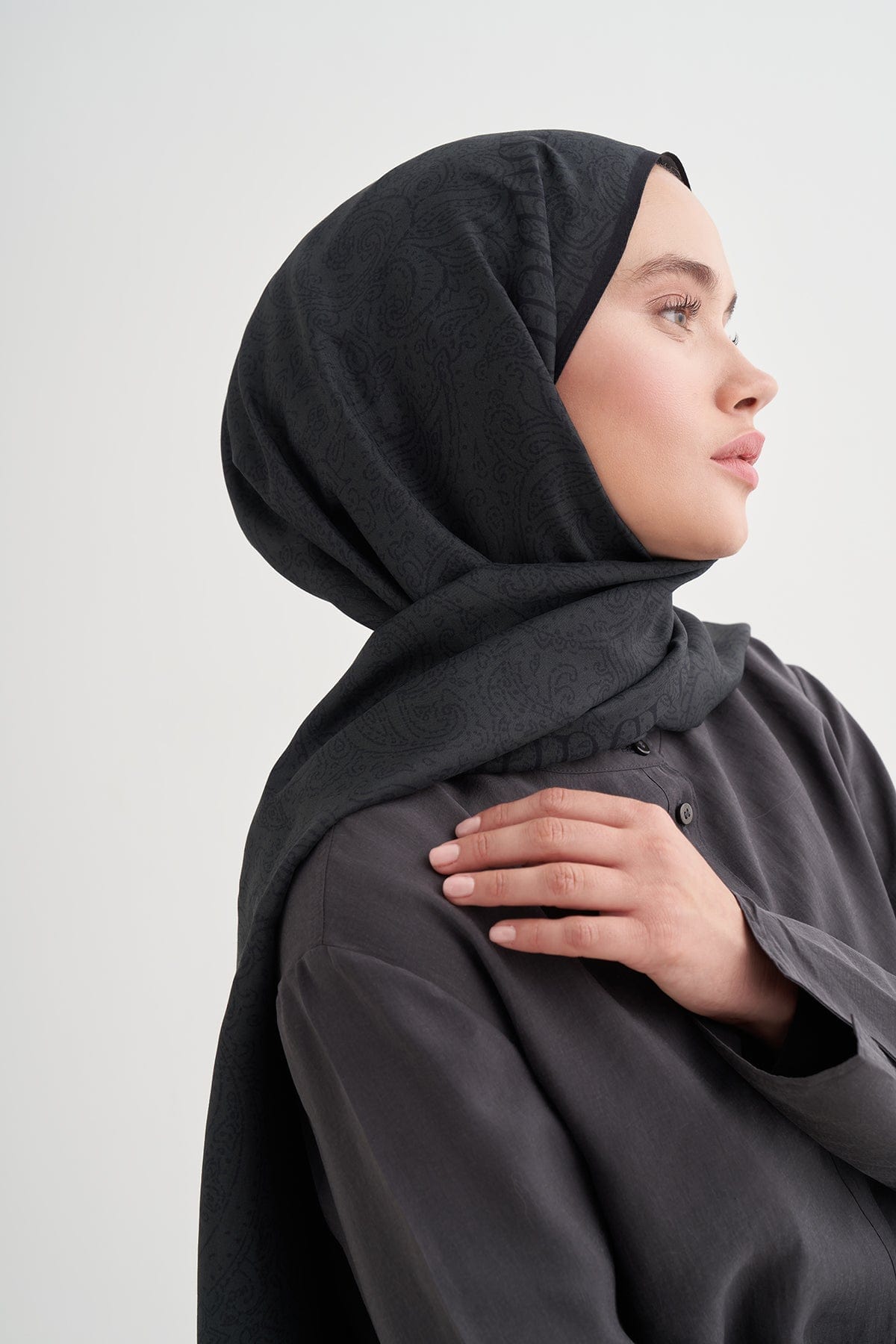 Elenora Monogram Viscose Scarf Anthracite