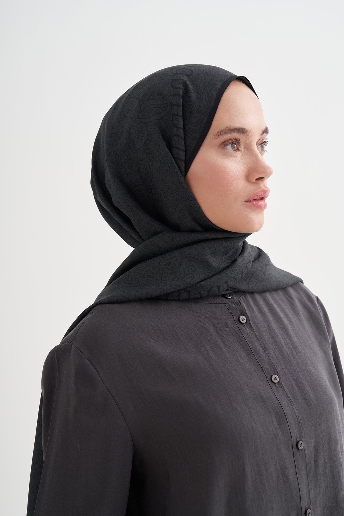 Elenora Monogram Viscose Scarf Anthracite