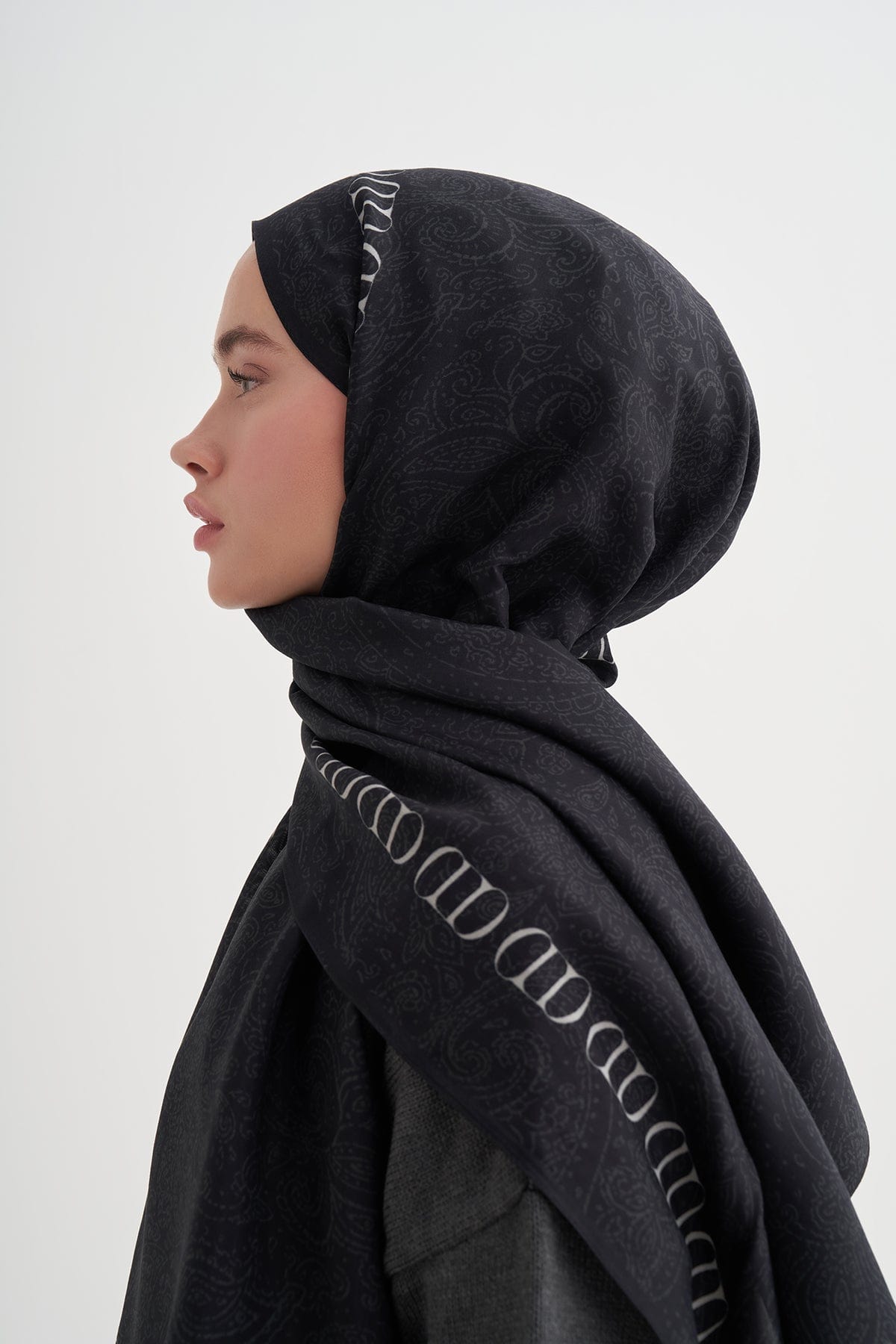 Elenora Monogram Viscose Scarf Black