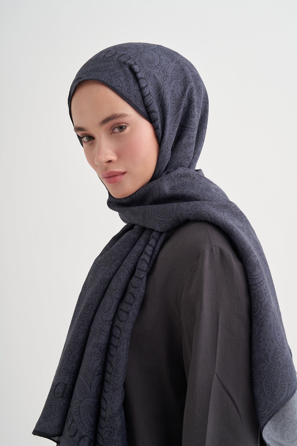 Elenora Monogram Viscose Scarf Dark