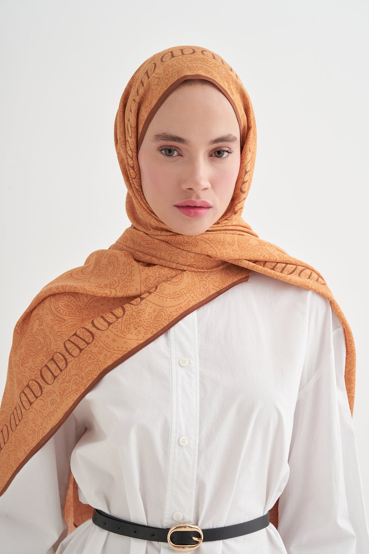 Elenora Monogram Viscose Scarf Orange