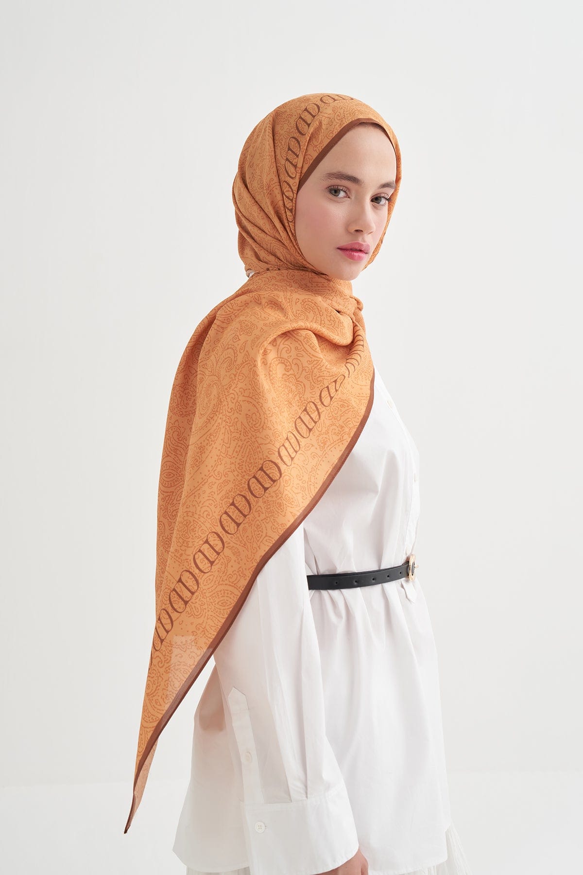 Elenora Monogram Viscose Scarf Orange