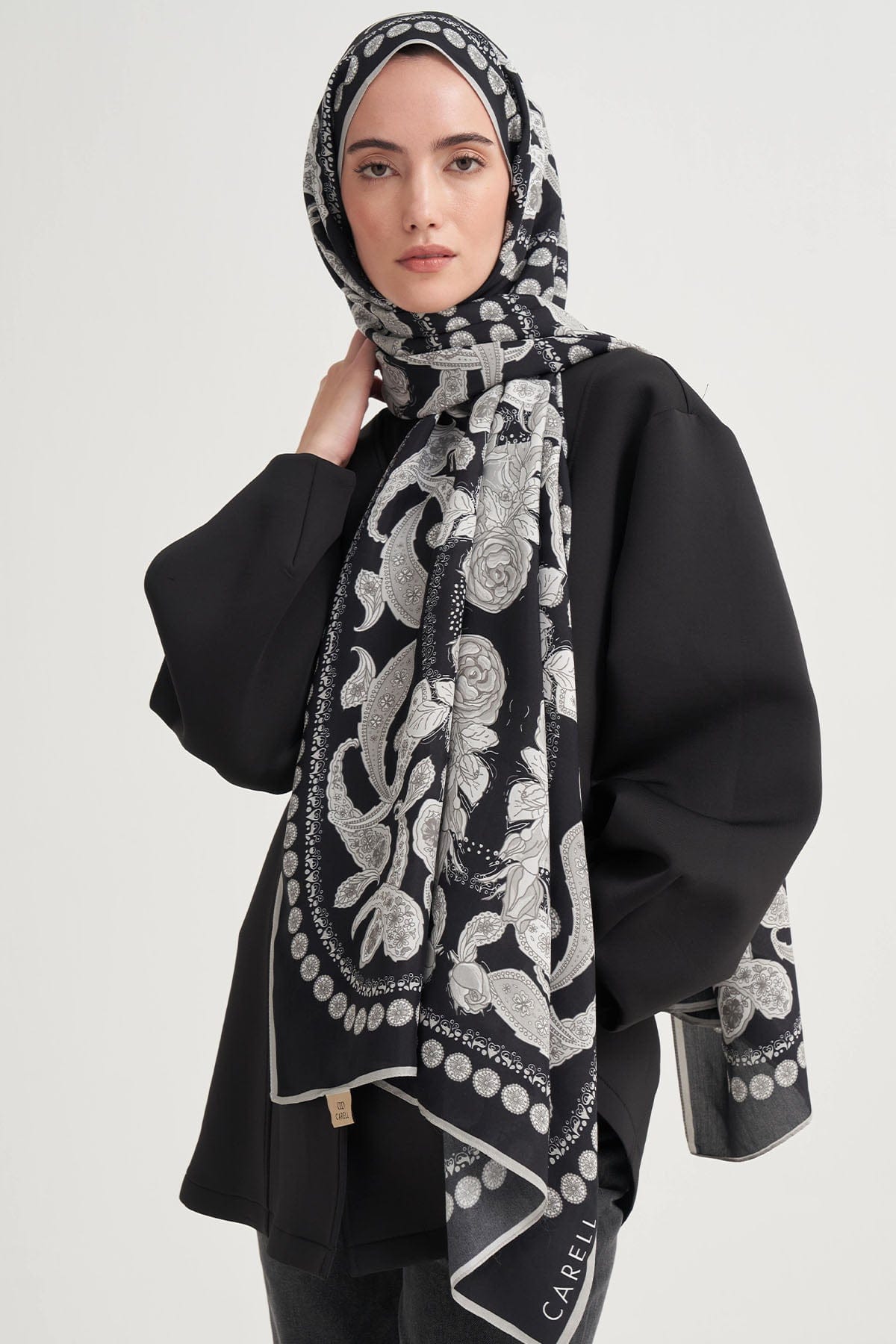 Moon Monogram Viscose Scarf Black