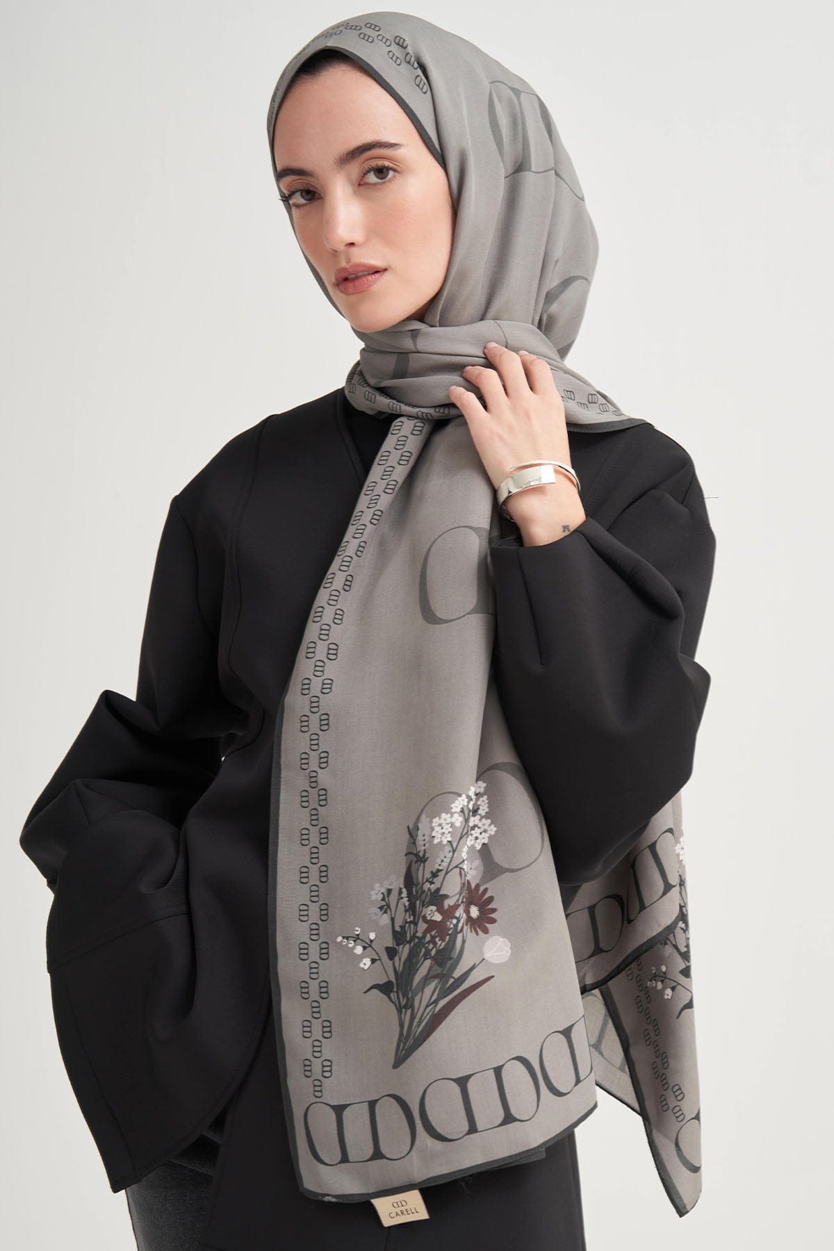Elegance Monogram Viscose Scarf Gray