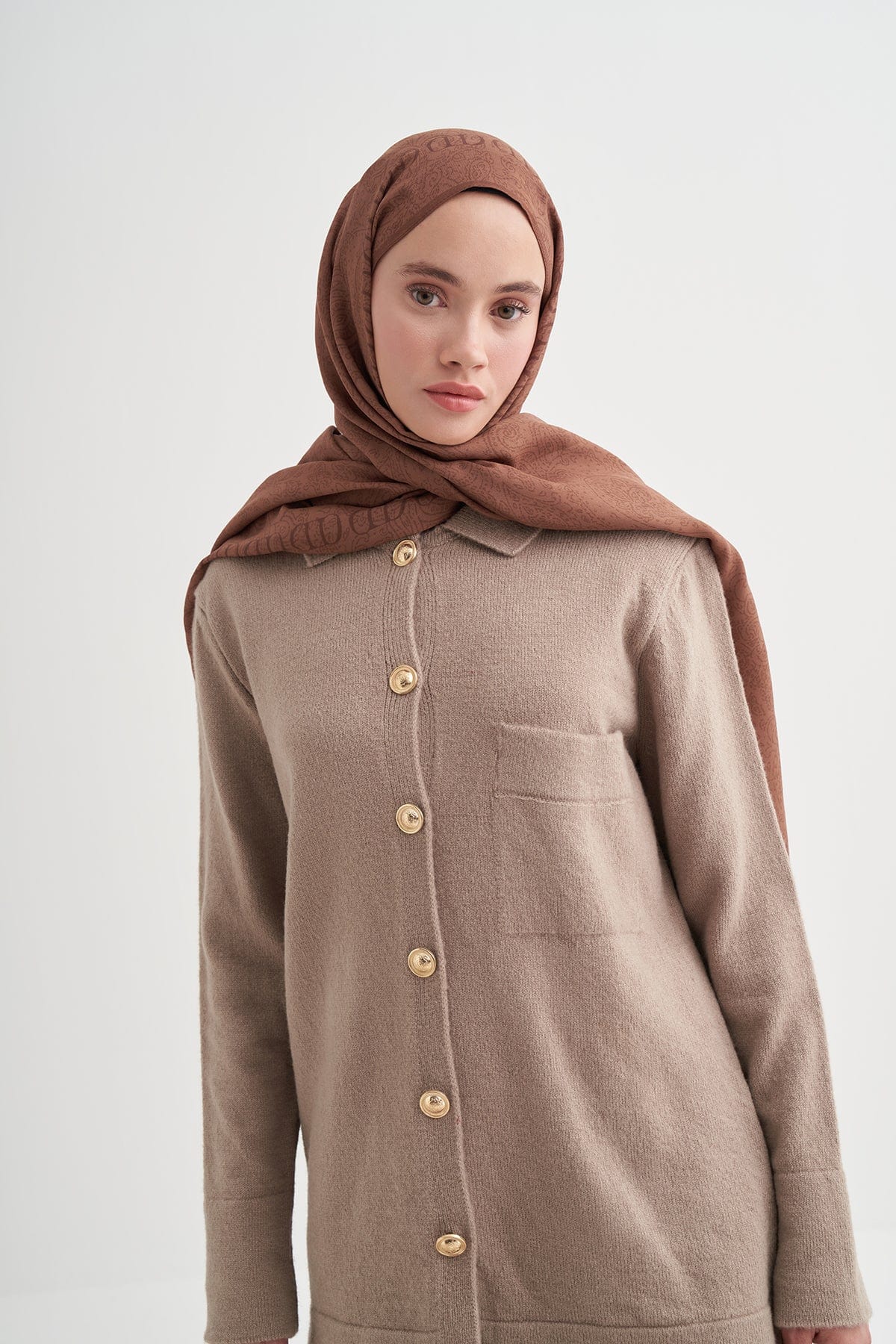 Elenora Monogram Viscose Scarf Tan