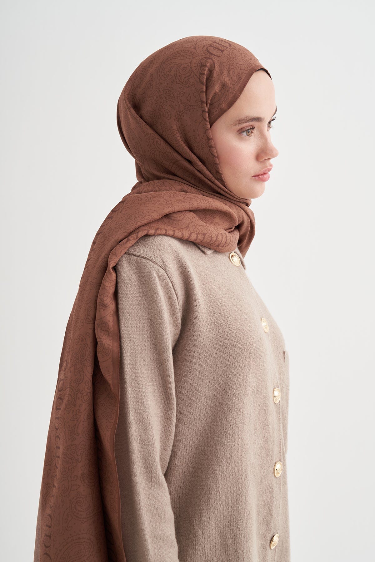 Elenora Monogram Viscose Scarf Tan