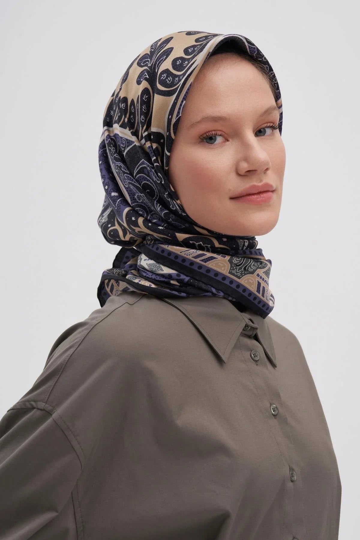 Emera Camel Mulbary Silk Square Scarf