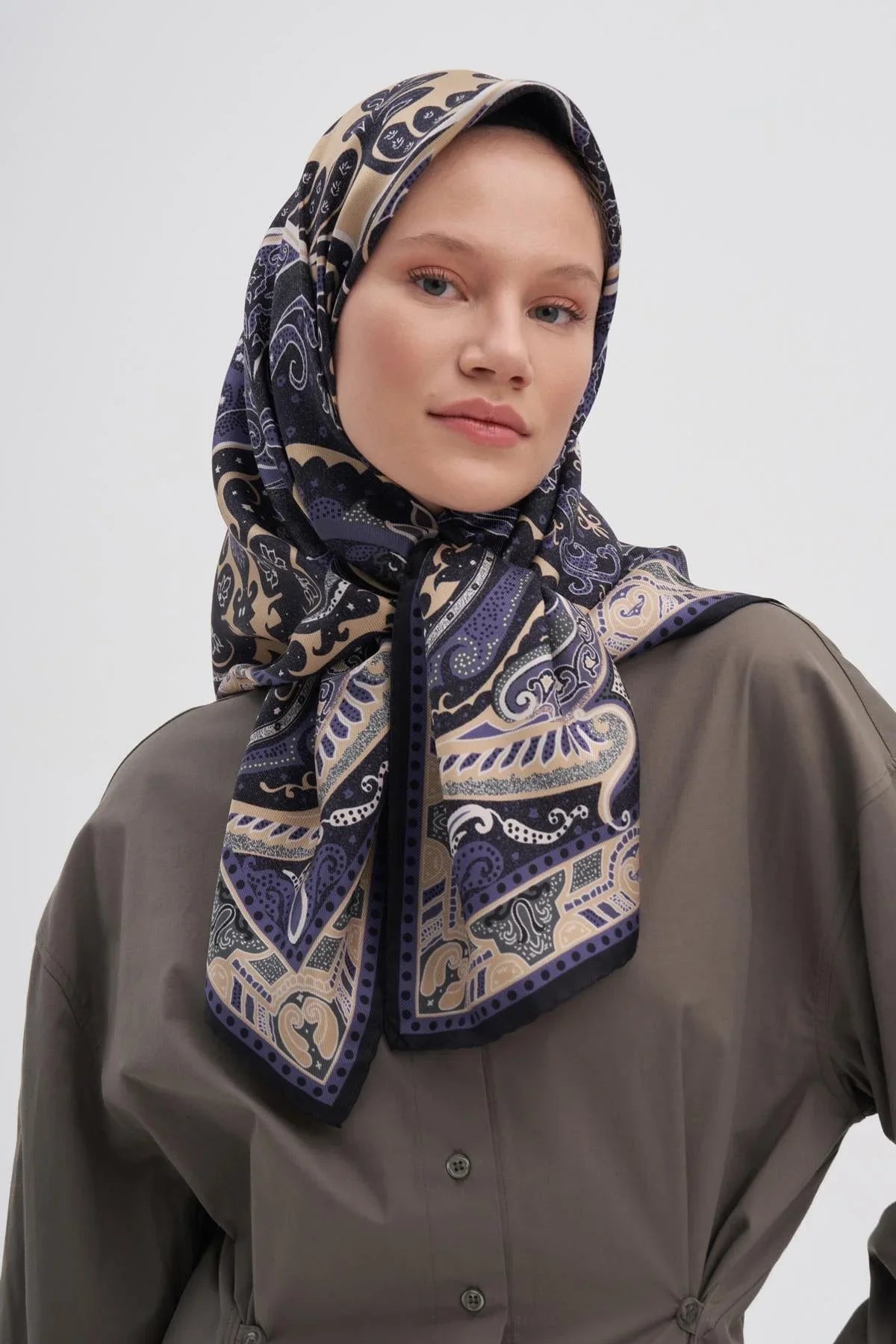 Emera Camel Mulbary Silk Square Scarf