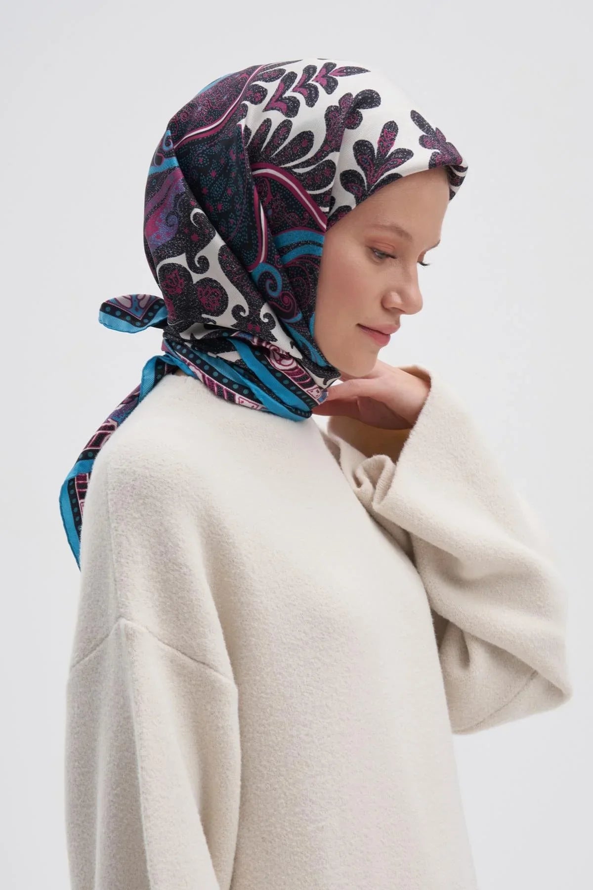 Emera Dark Mulbary Silk Square Scarf