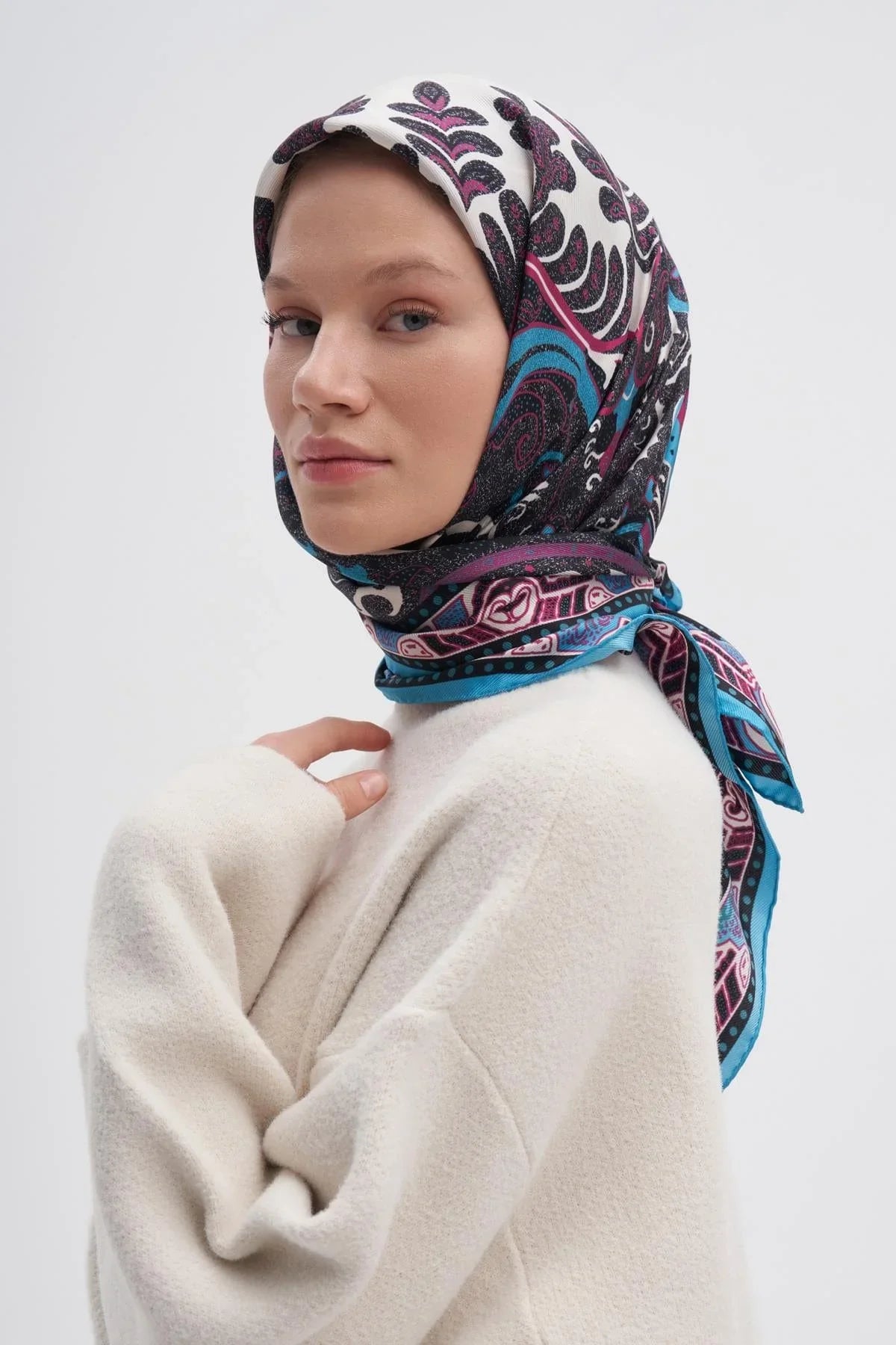 Emera Dark Mulbary Silk Square Scarf