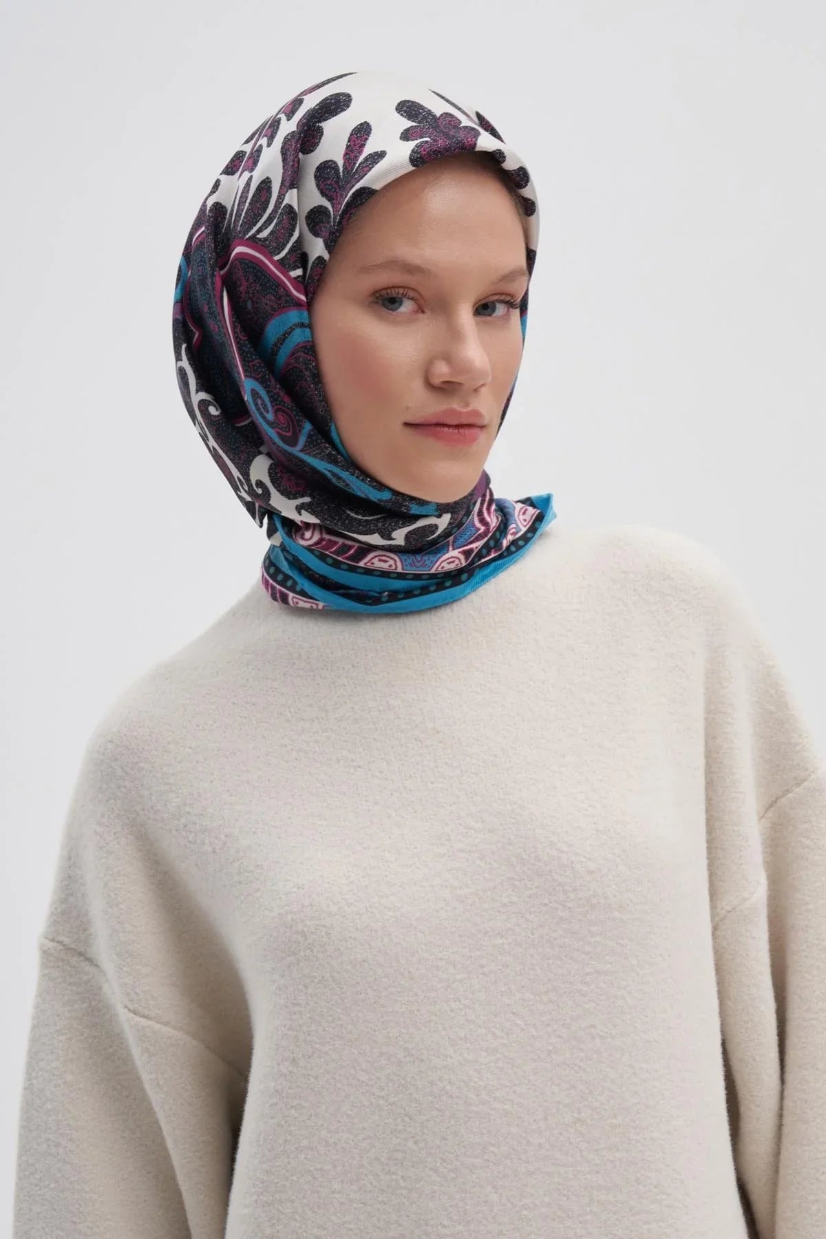 Emera Dark Mulbary Silk Square Scarf