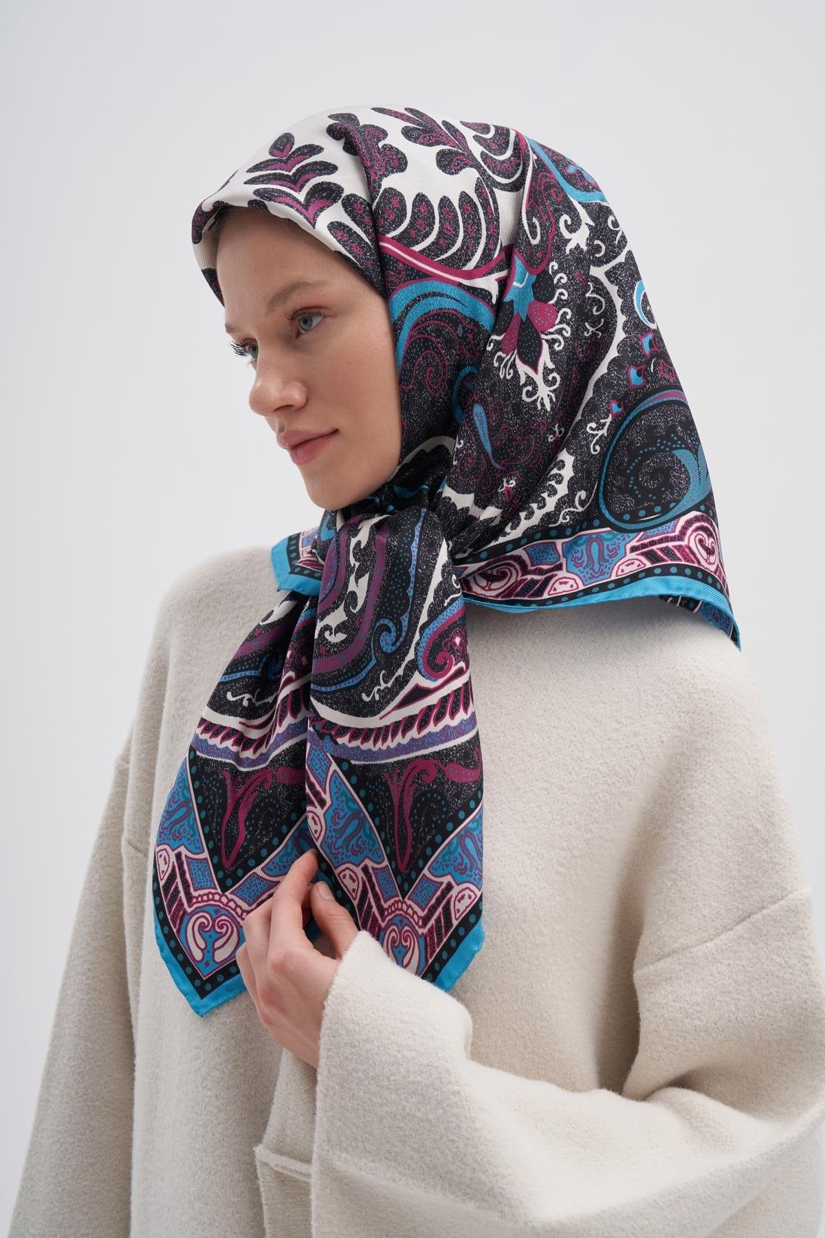 Emera Dark Mulbary Silk Square Scarf