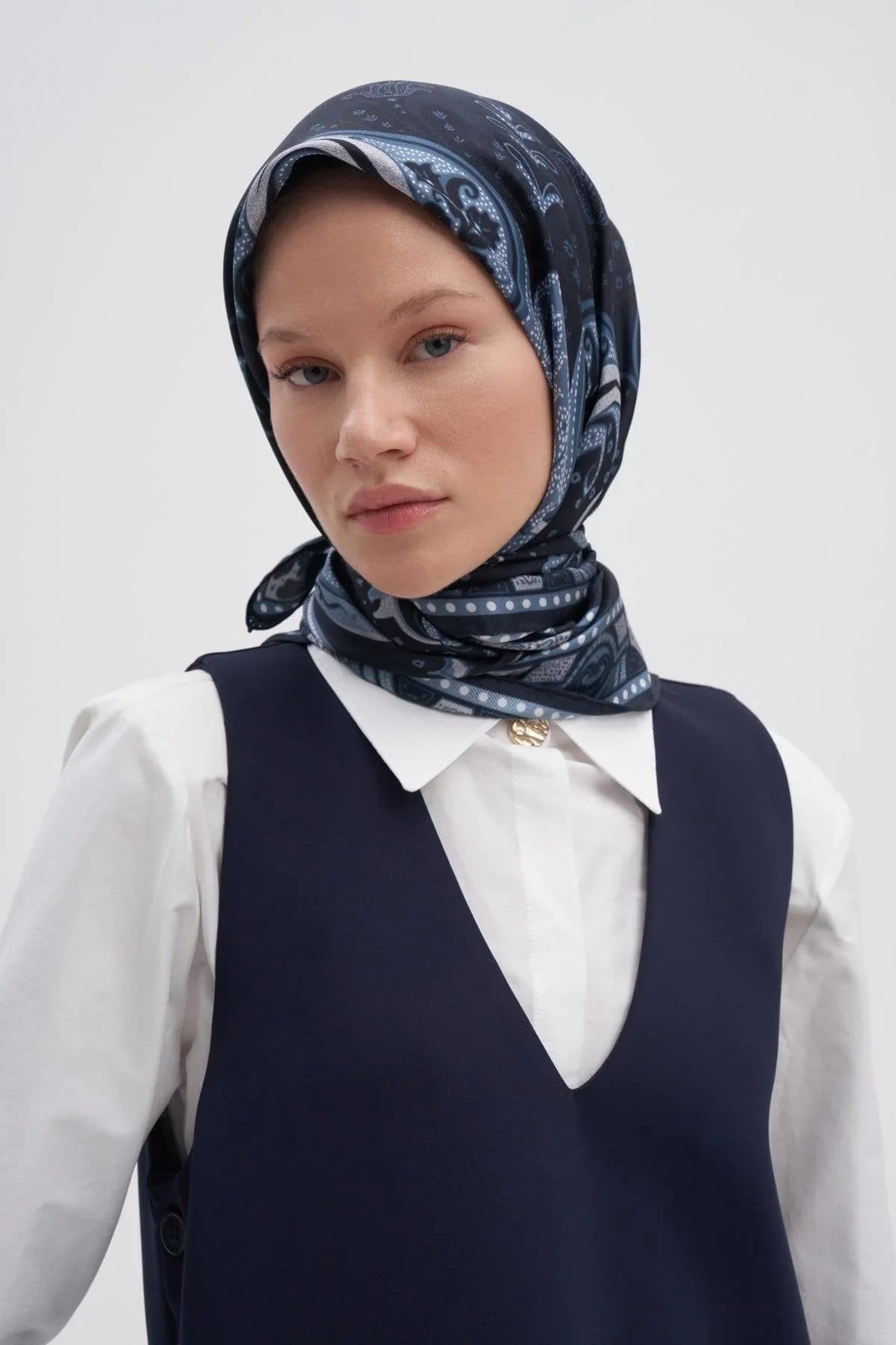 Emera Indigo Mulbary Silk Square Scarf