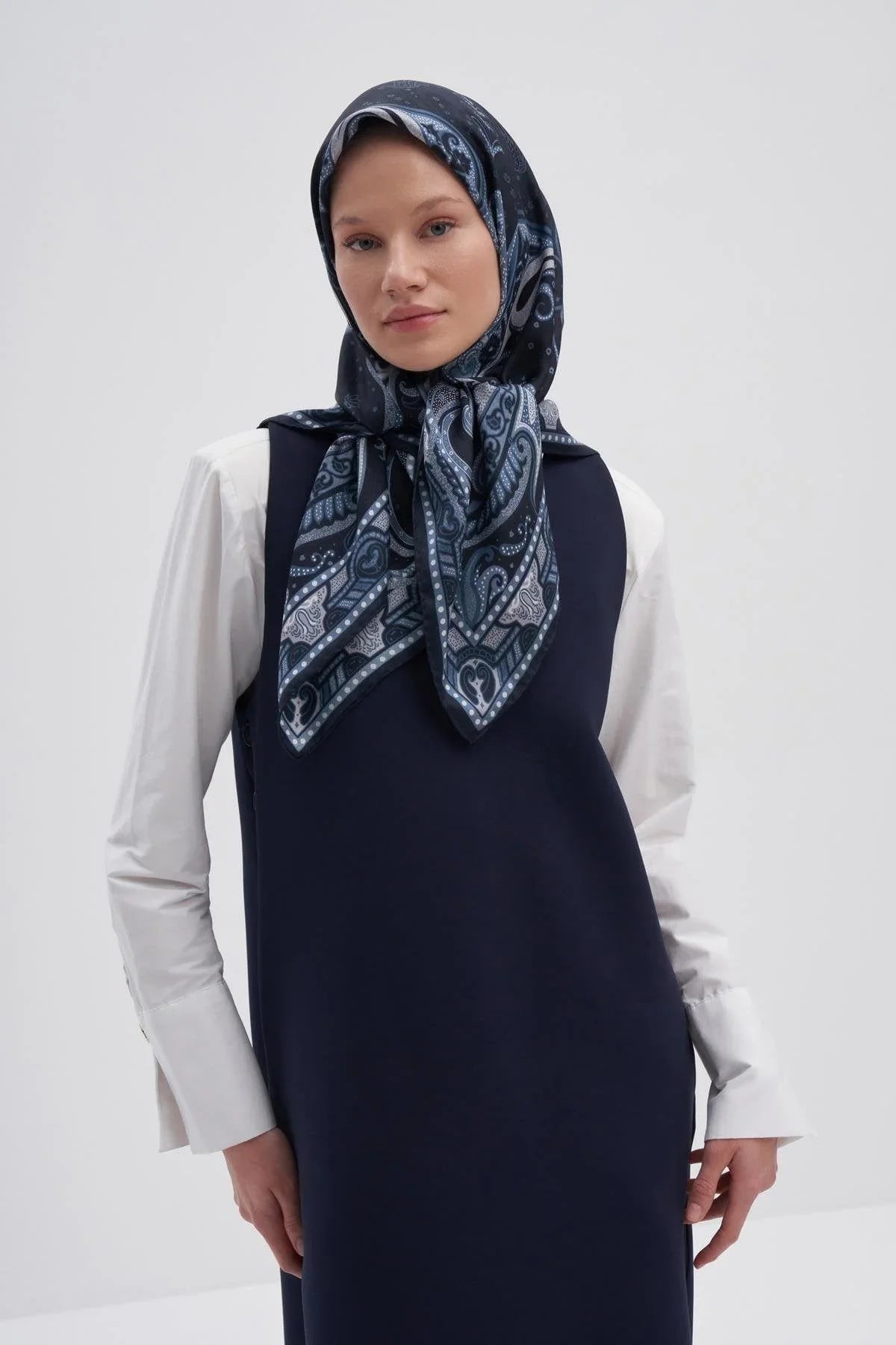 Emera Indigo Mulbary Silk Square Scarf