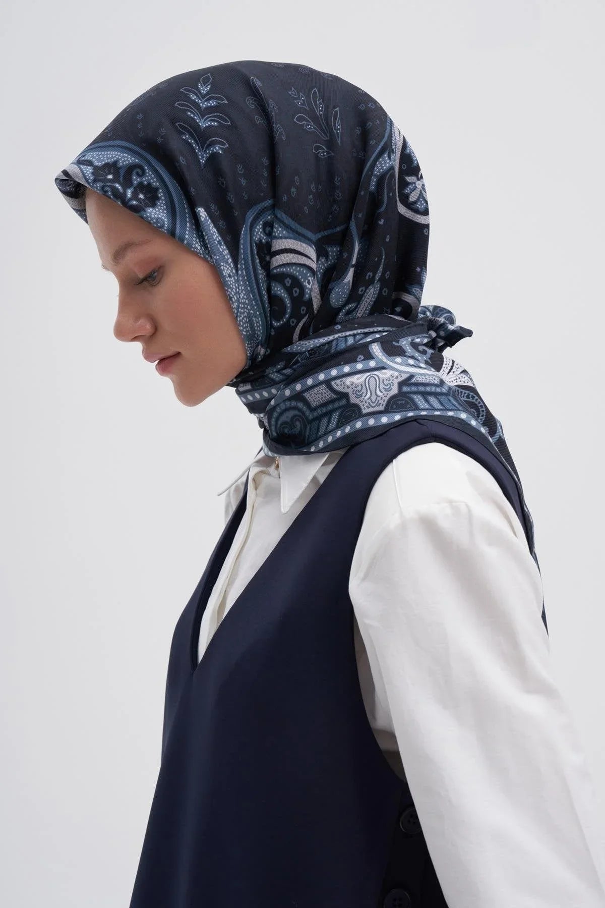 Emera Indigo Mulbary Silk Square Scarf