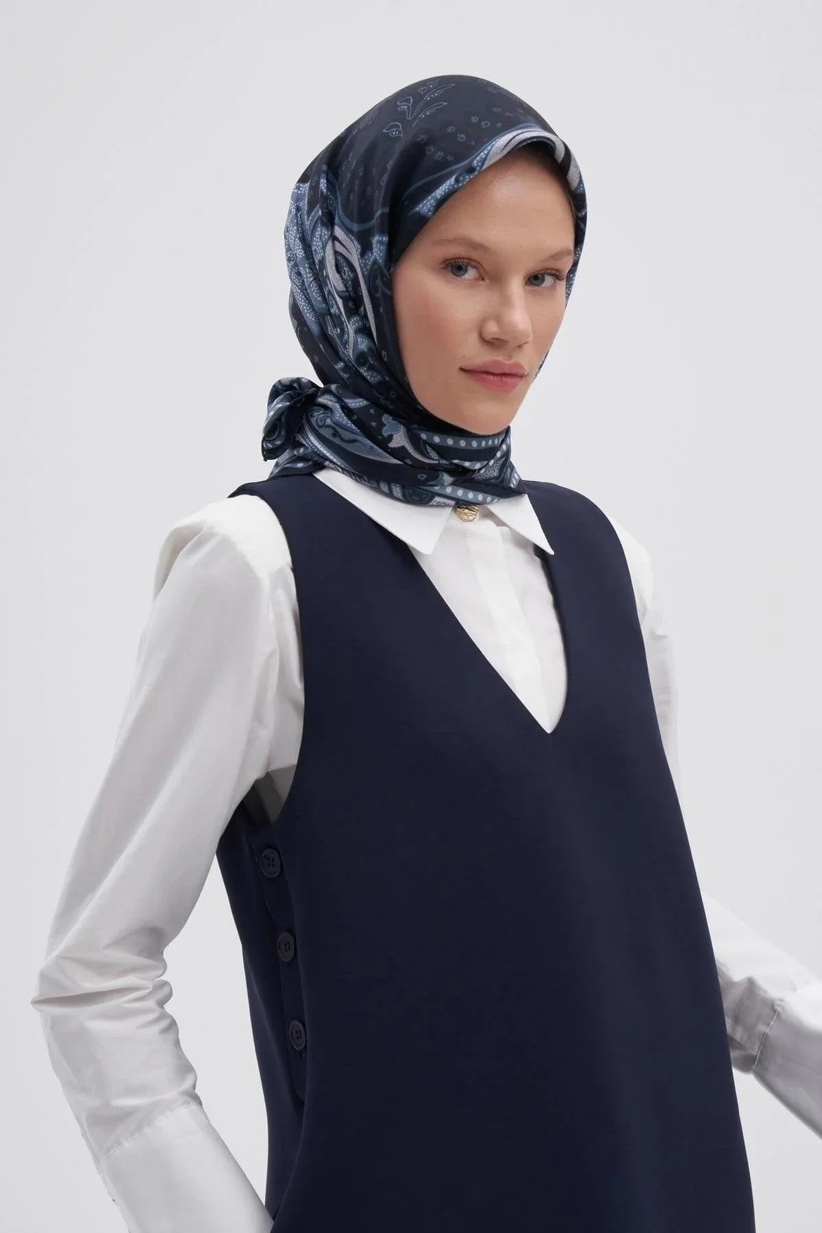 Emera Indigo Mulbary Silk Square Scarf